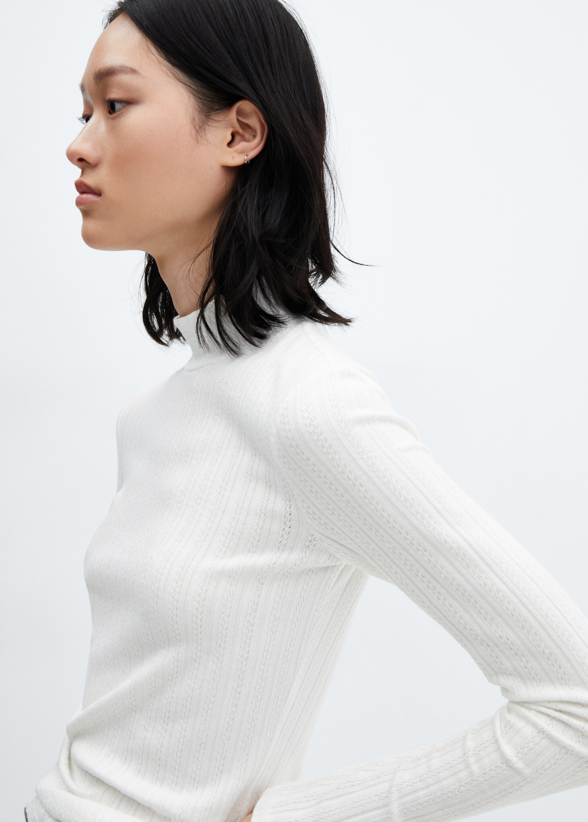 Textured knit t-shirt - Details of the article 1