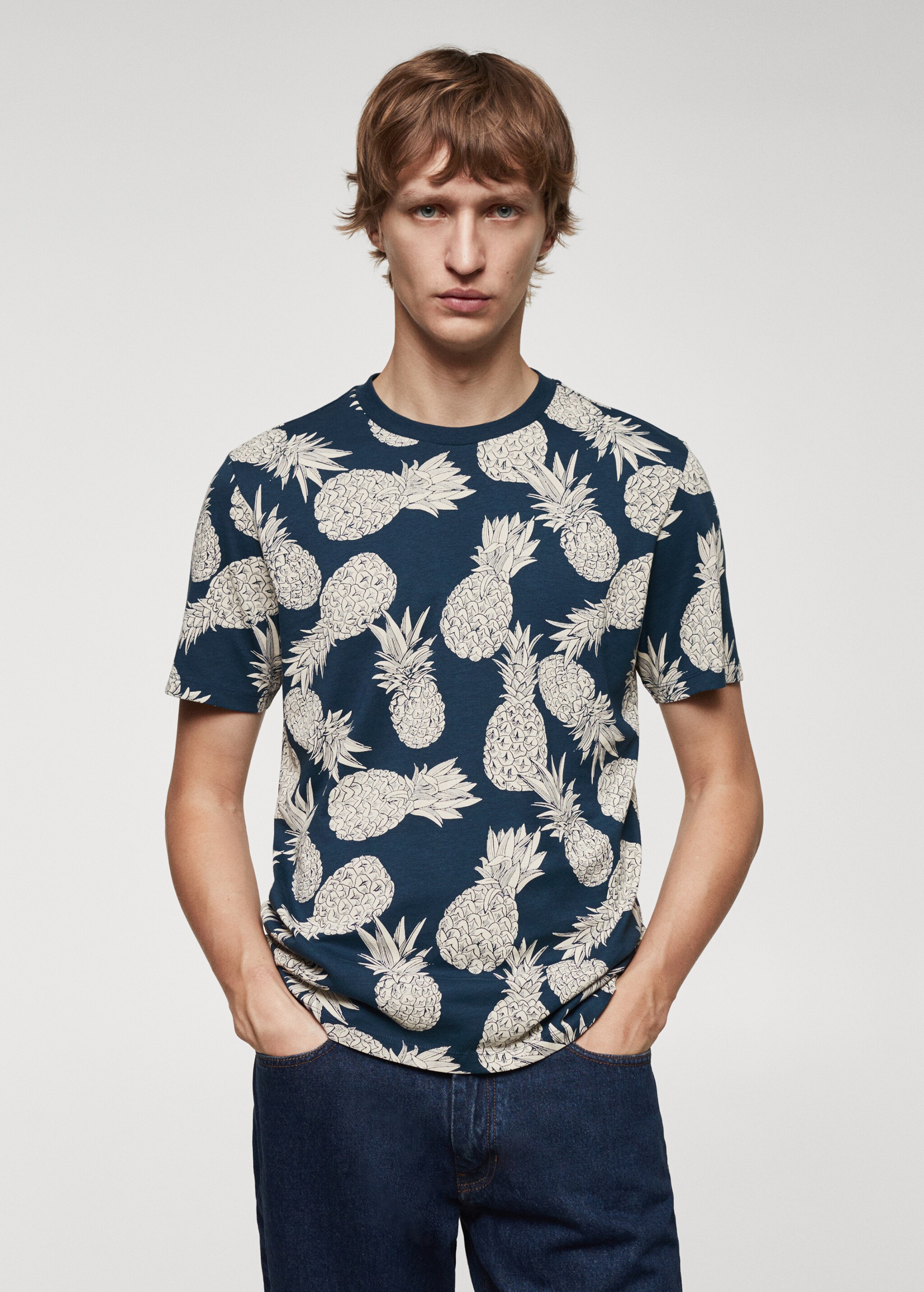 100% cotton shirt with pineapple print - Medium plane