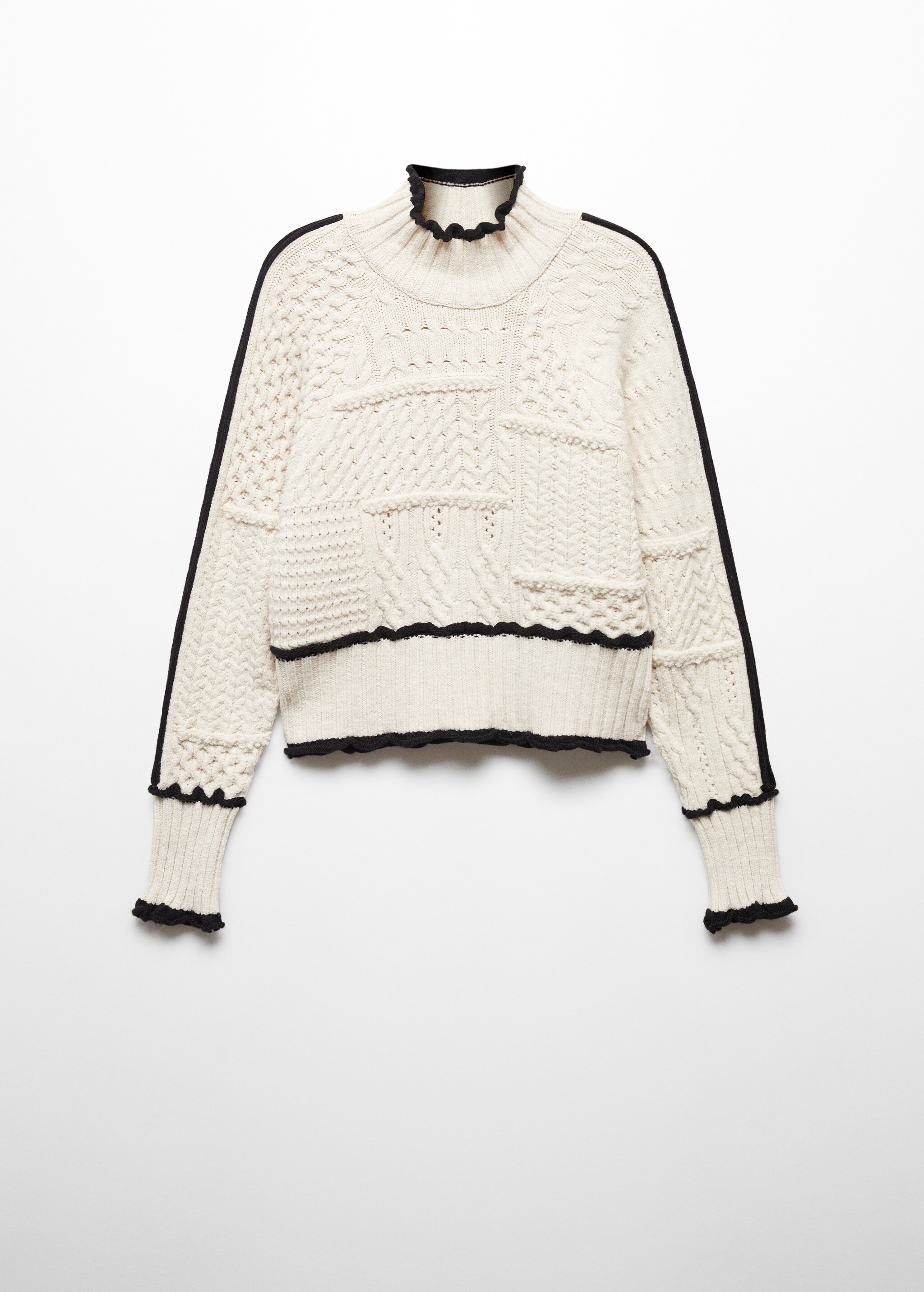 Sweter z warkoczami i kontrastowym obszyciem - Artykuł bez modela/modelki