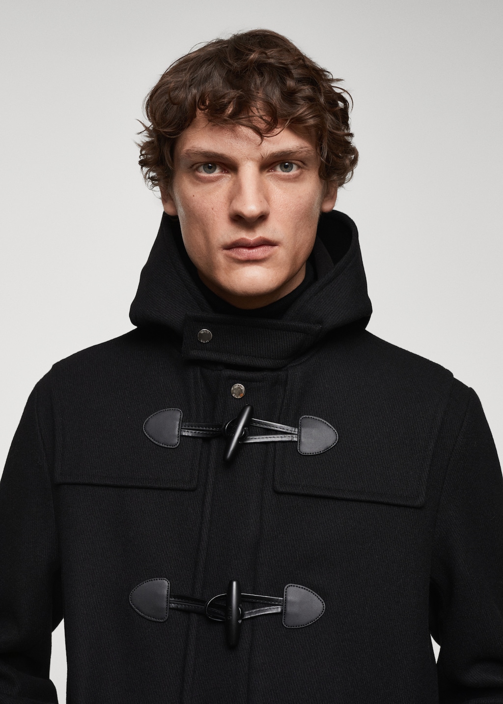 Black wool hooded coat sale