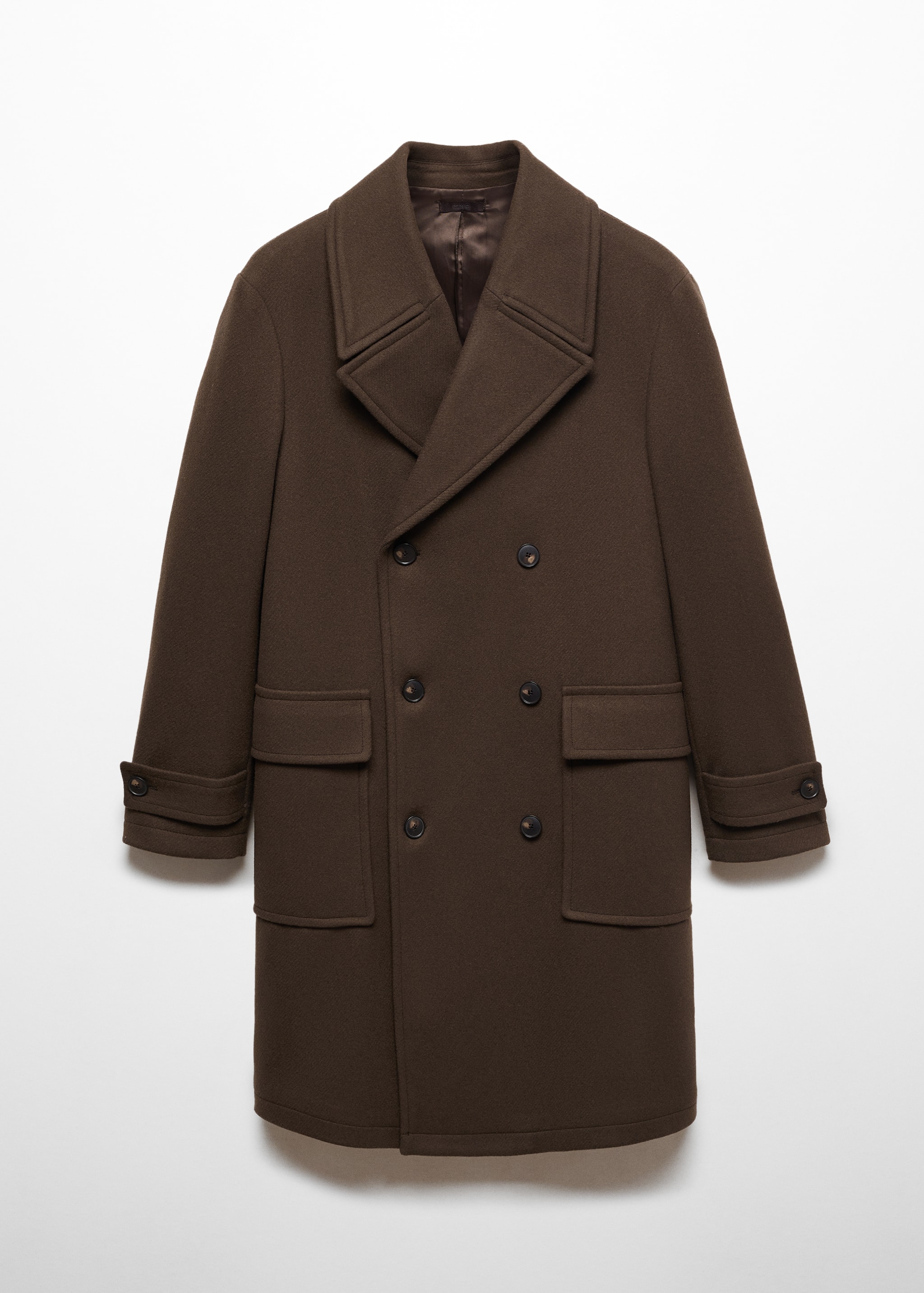 Двубортное пальто из шерсти с пуговицами - Изделие без модели