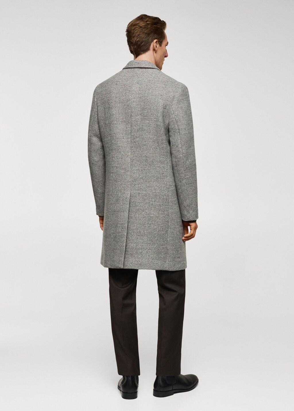 ジャケット・アウター HAND MADE herringbone over wool coat 1980s Grey Herringbone Mens Winter Coat, Oversized Wool Coat