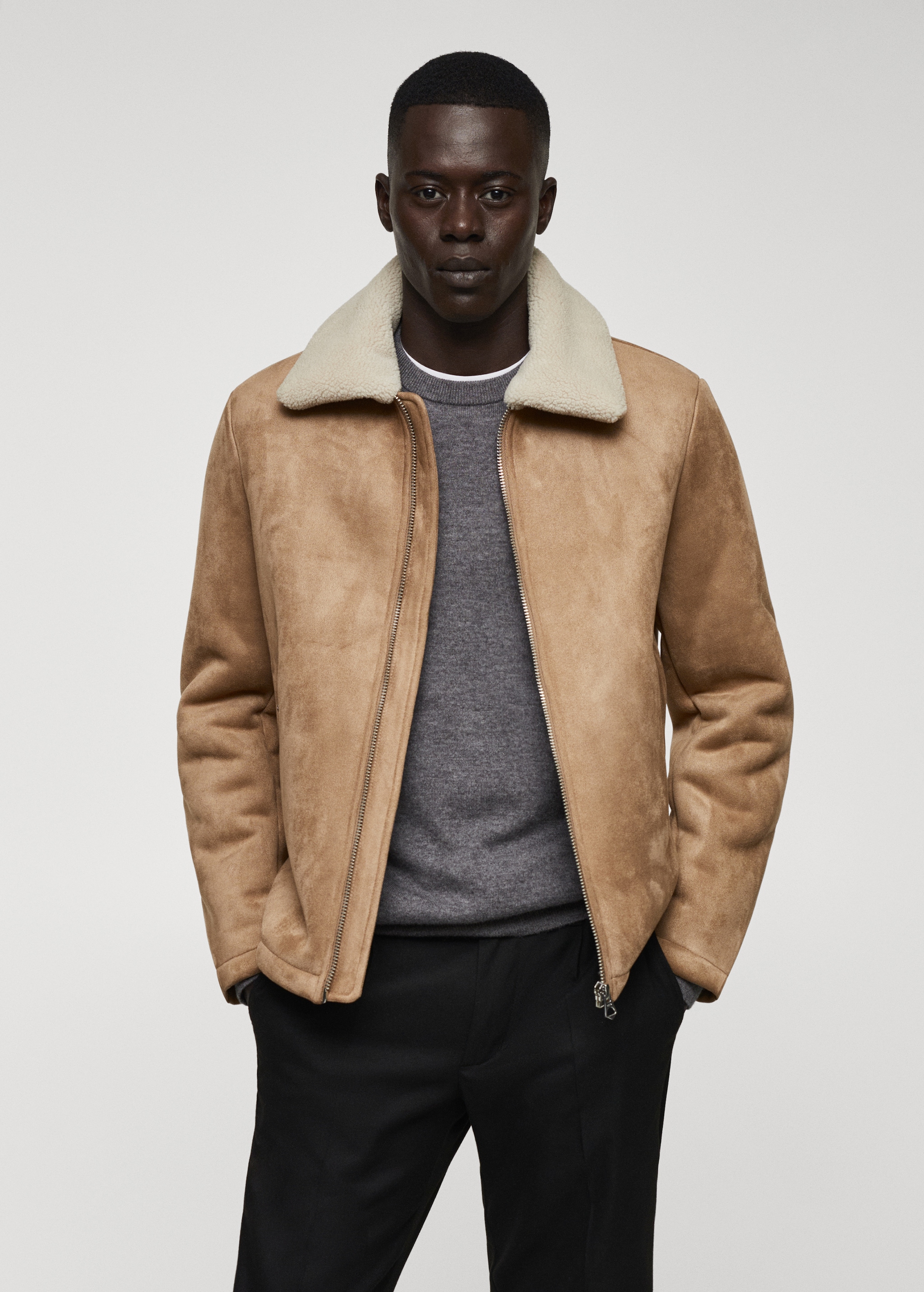 Shearling Bomber Col Mouton Homme Frilivin Veste Cuir Col Mouton