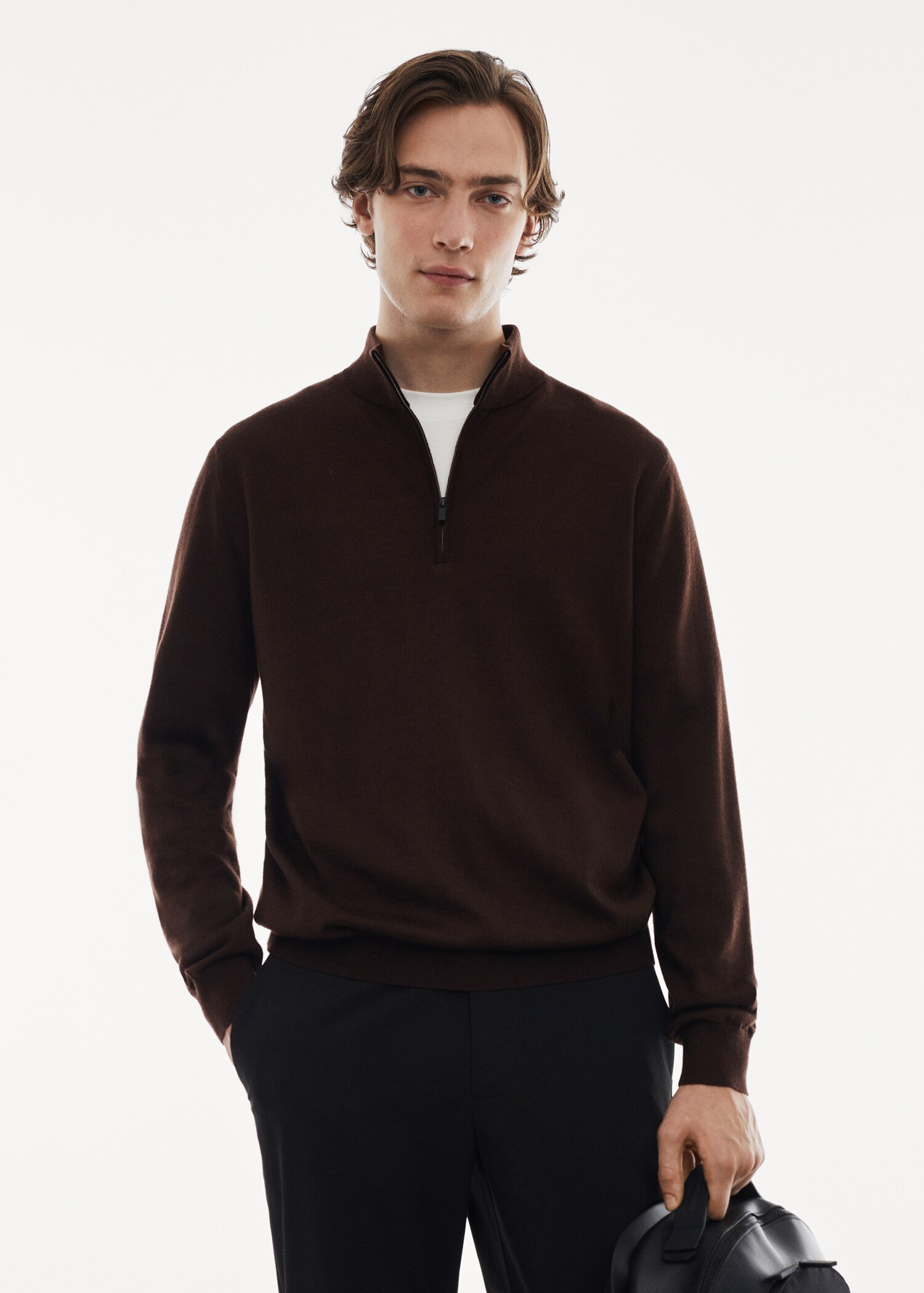 100% merino wool sweater with zipper collar - Medium plane