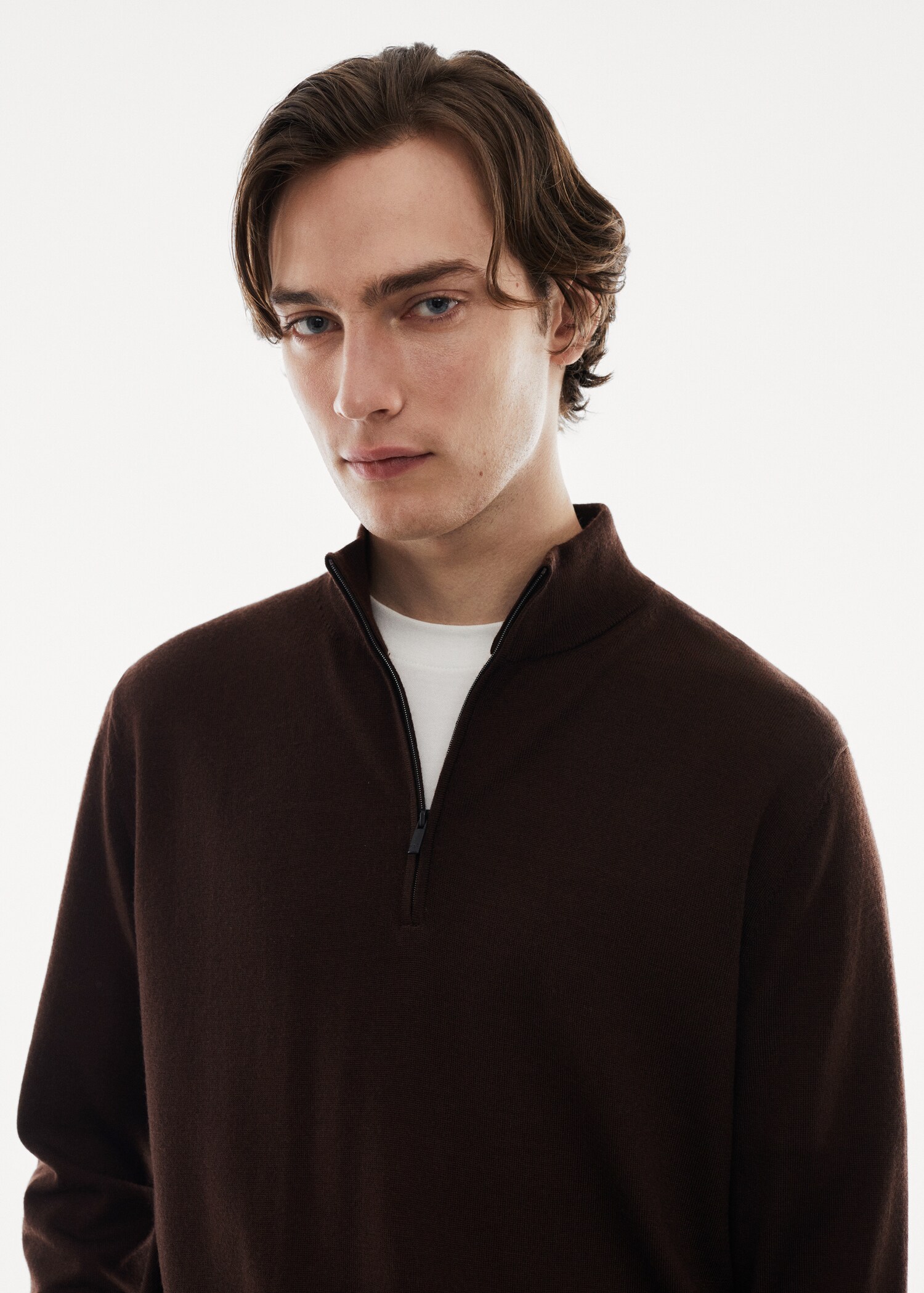 100% merino wool sweater with zipper collar - Details of the article 1