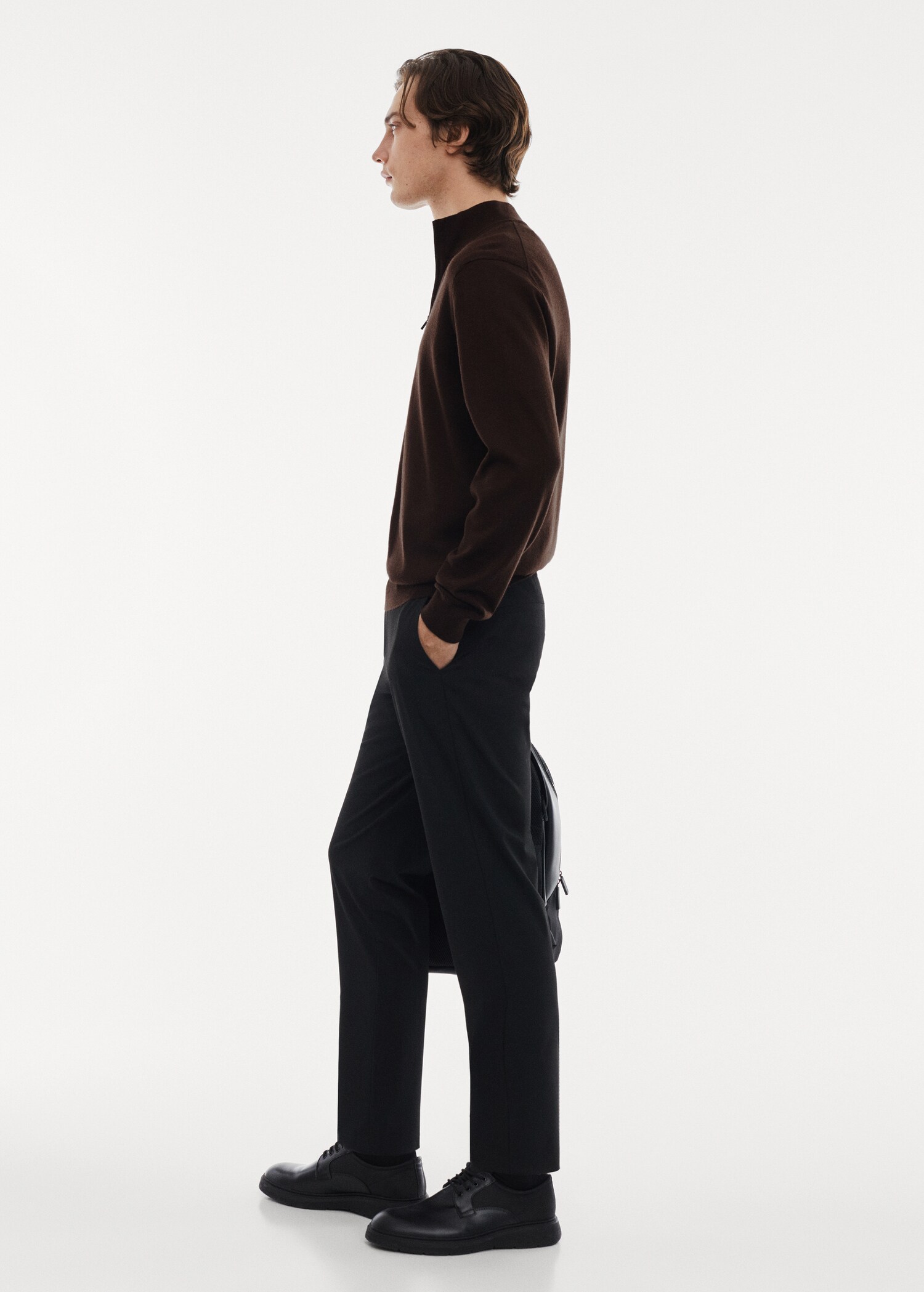 100% merino wool sweater with zipper collar - Details of the article 2