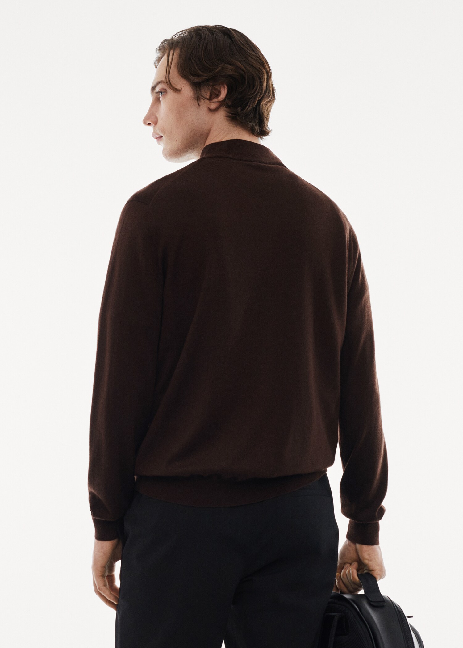 100% merino wool sweater with zipper collar - Reverse of the article