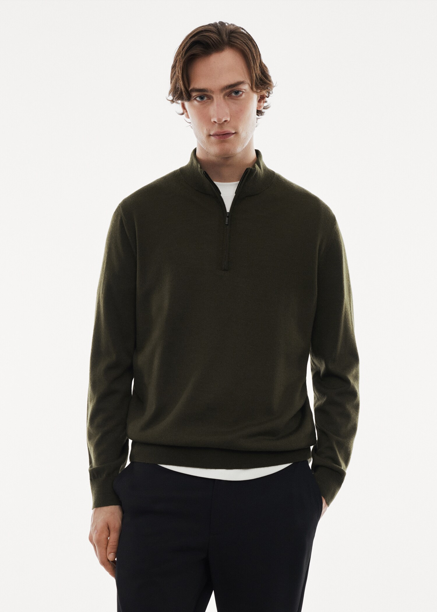 100% merino wool sweater with zipper collar - Medium plane