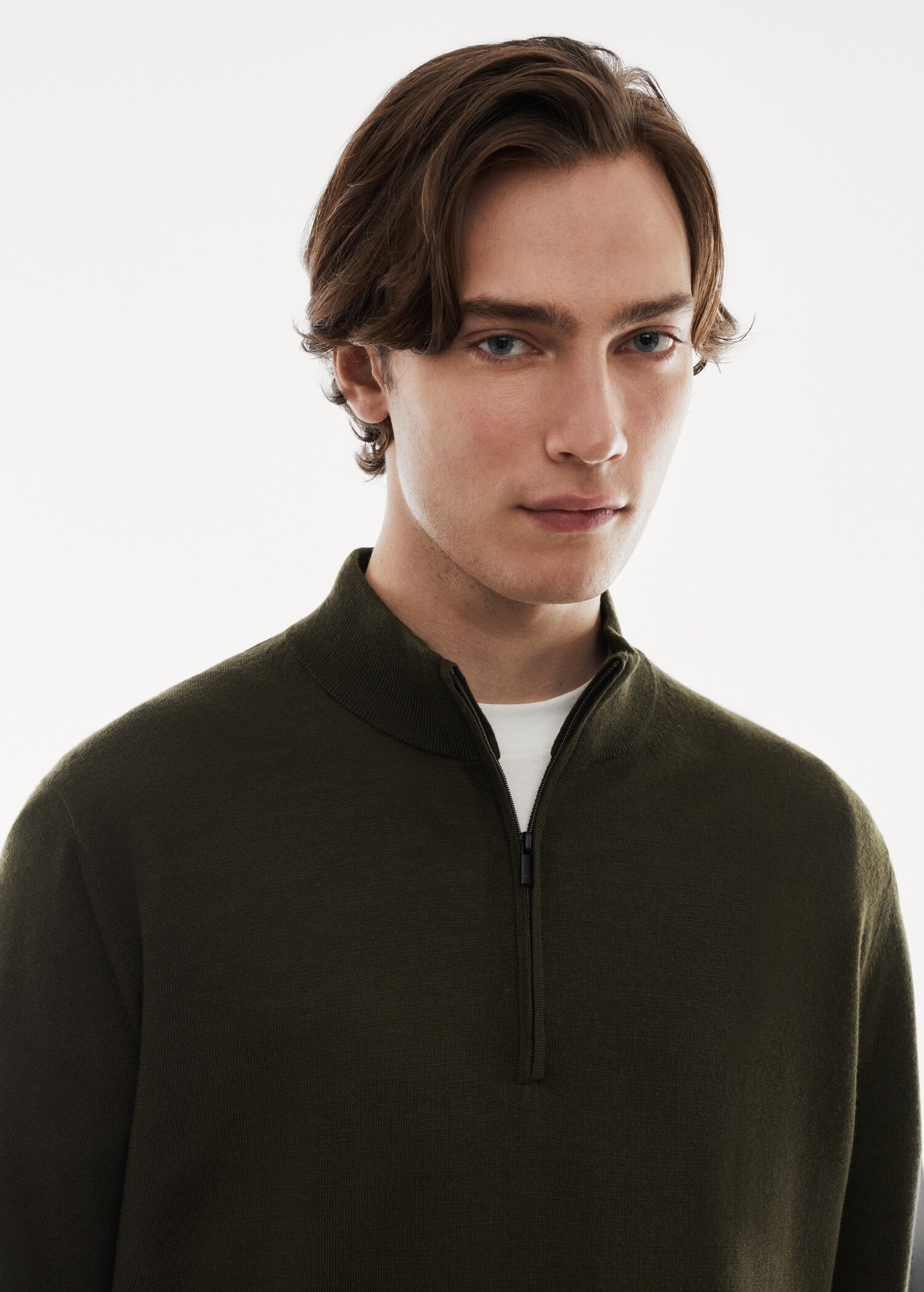 100% merino wool sweater with zipper collar - Details of the article 1