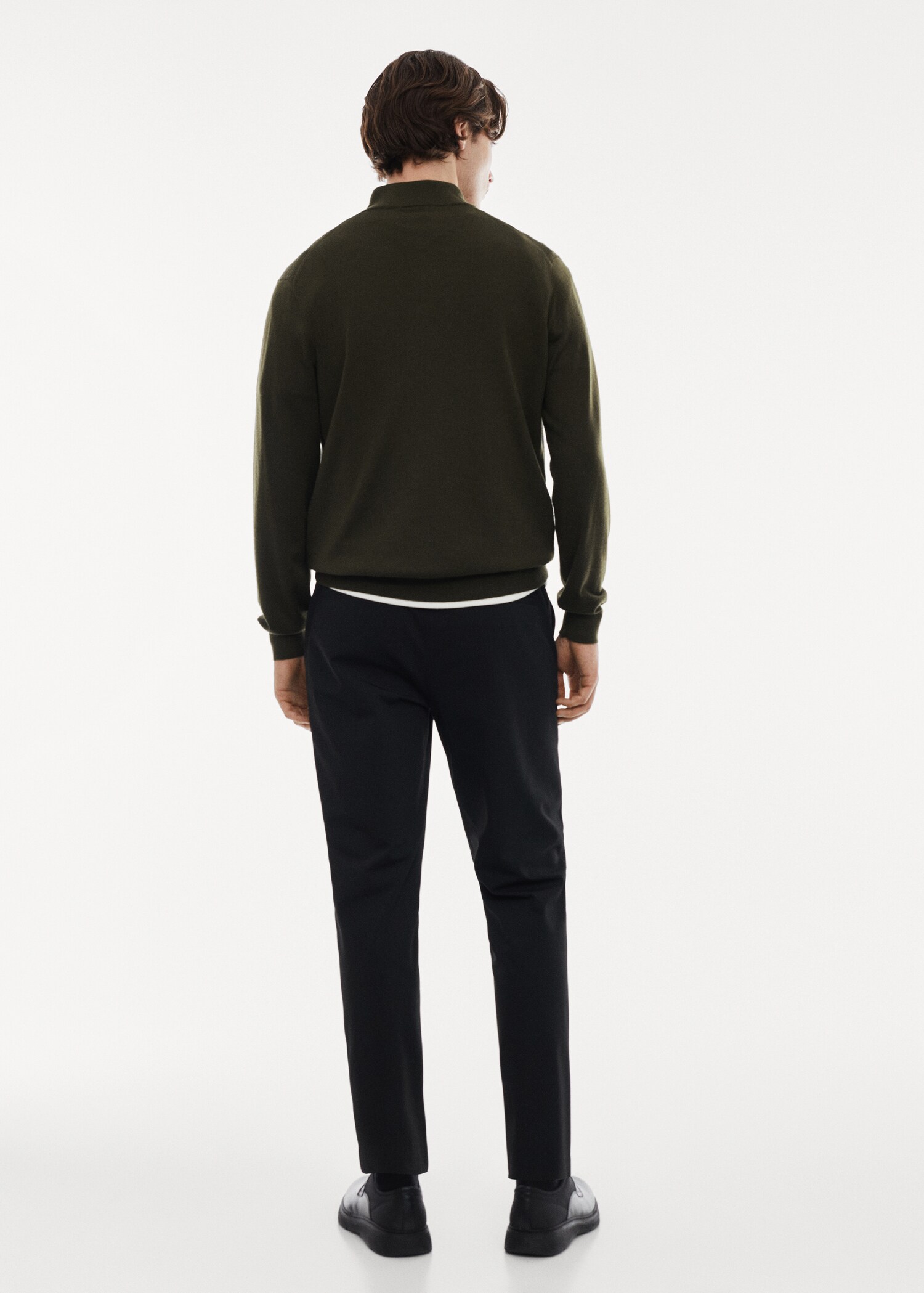 100% merino wool sweater with zip collar - Reverse of the article