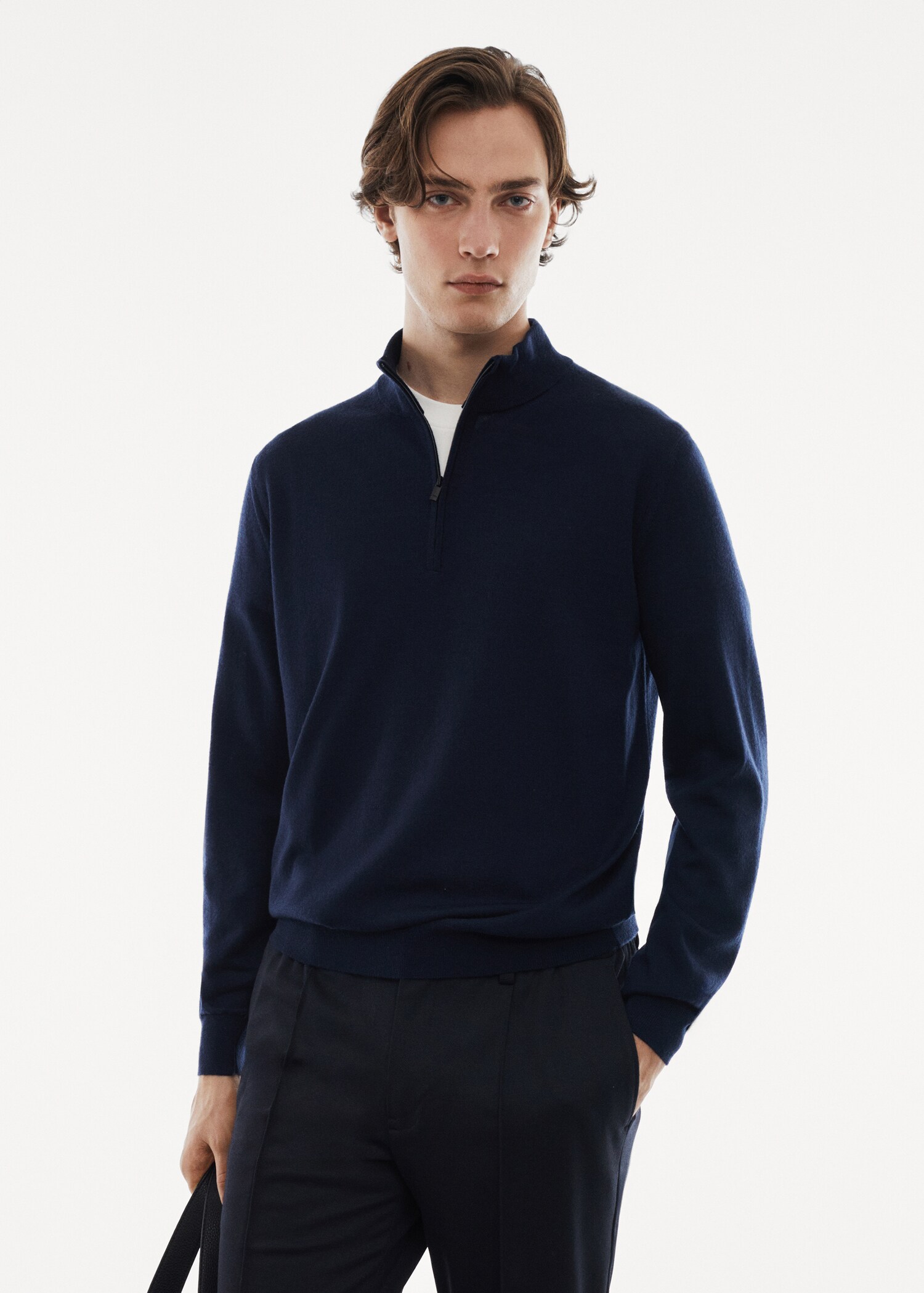 100% merino wool sweater with zipper collar - Medium plane