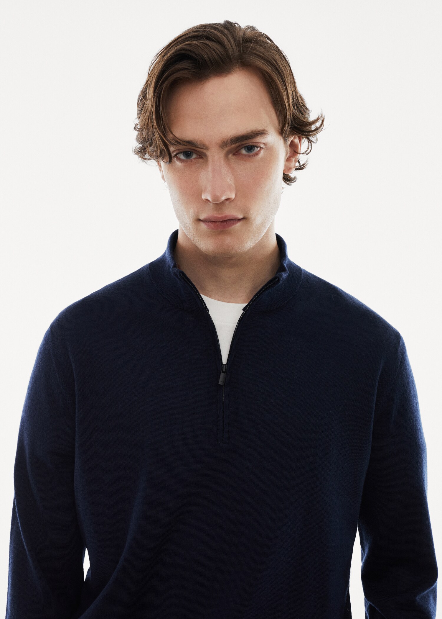 100% merino wool sweater with zipper collar - Details of the article 1