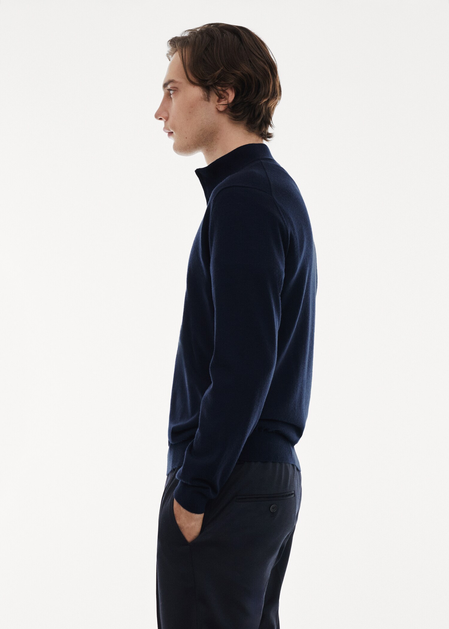 100% merino wool sweater with zipper collar - Details of the article 2