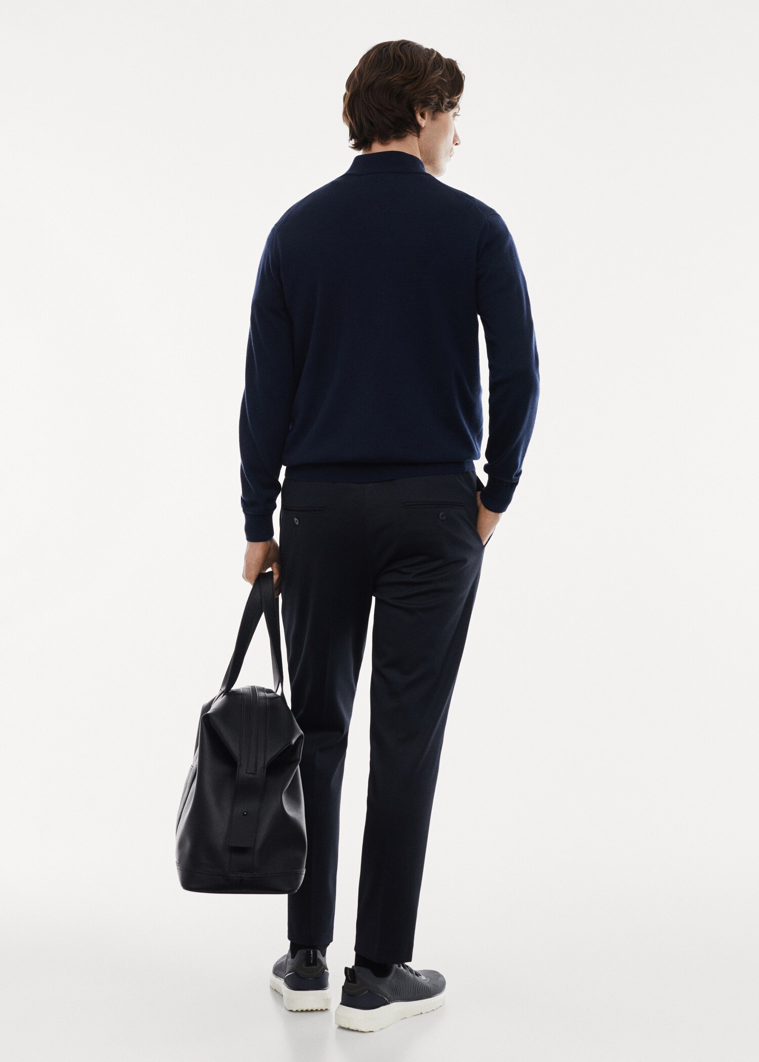 100% merino wool sweater with zipper collar - Reverse of the article