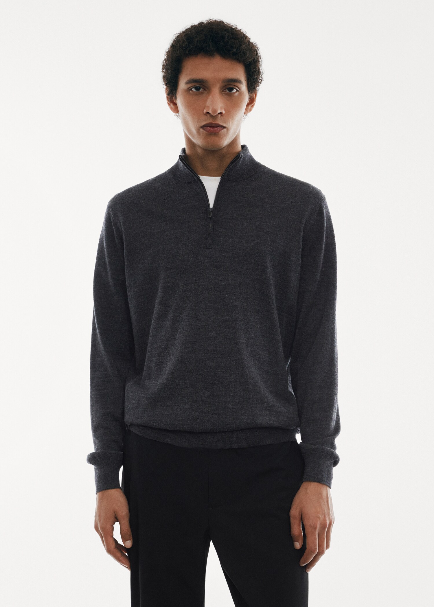 100% merino wool sweater with zipper collar - Medium plane