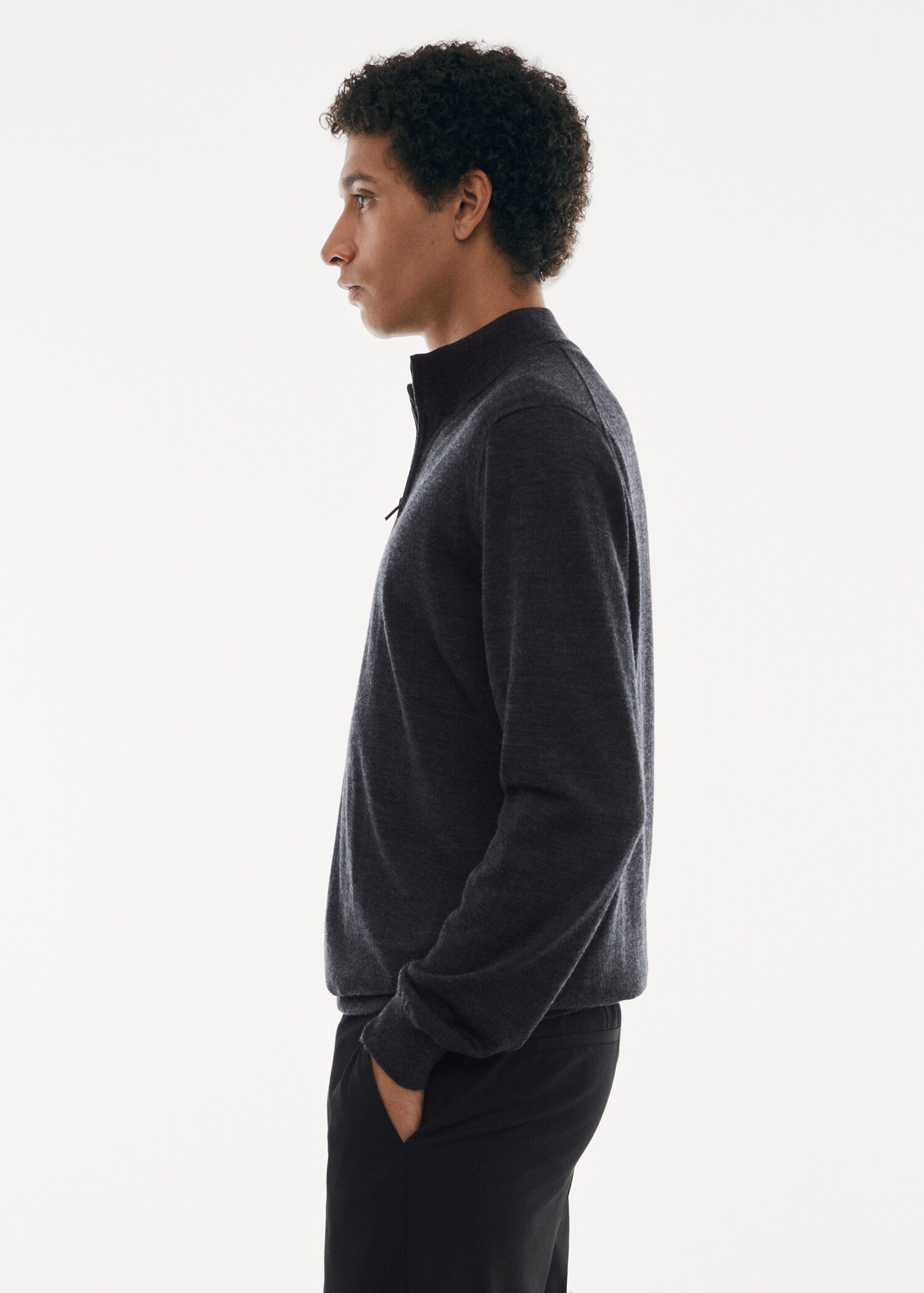 100% merino wool sweater with zipper collar - Details of the article 2