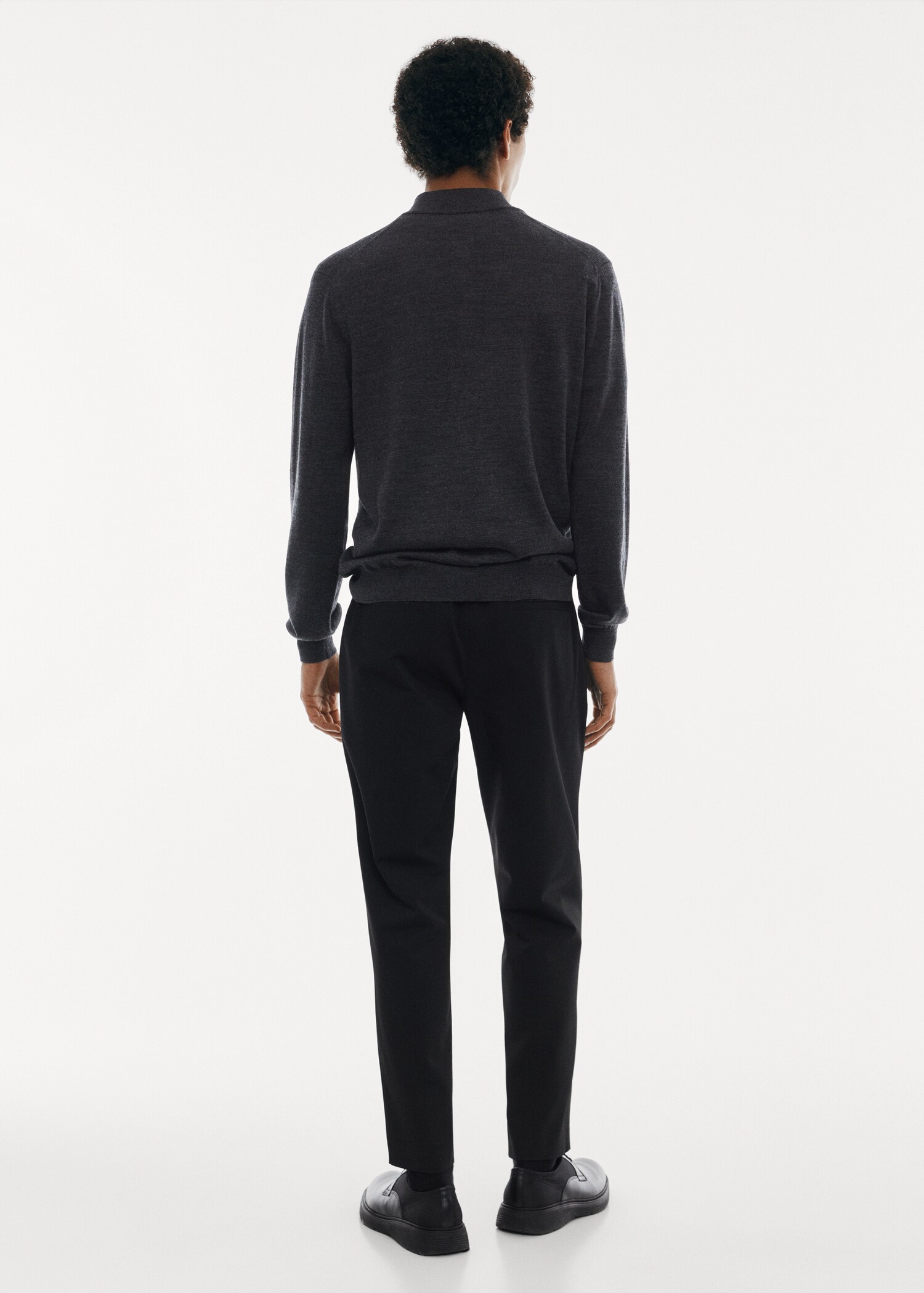 100% merino wool sweater with zipper collar - Reverse of the article