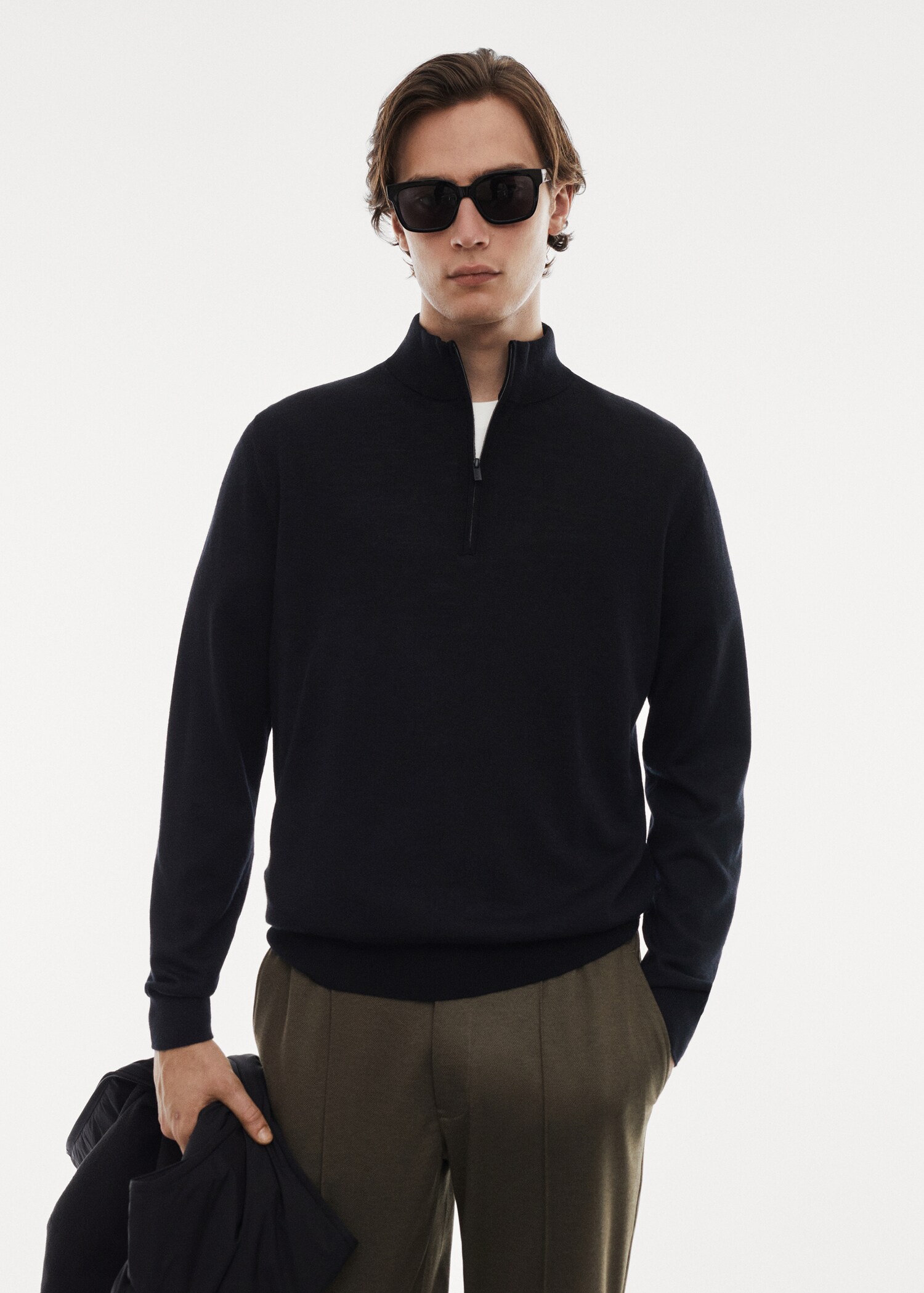 100% merino wool sweater with zipper collar - Medium plane