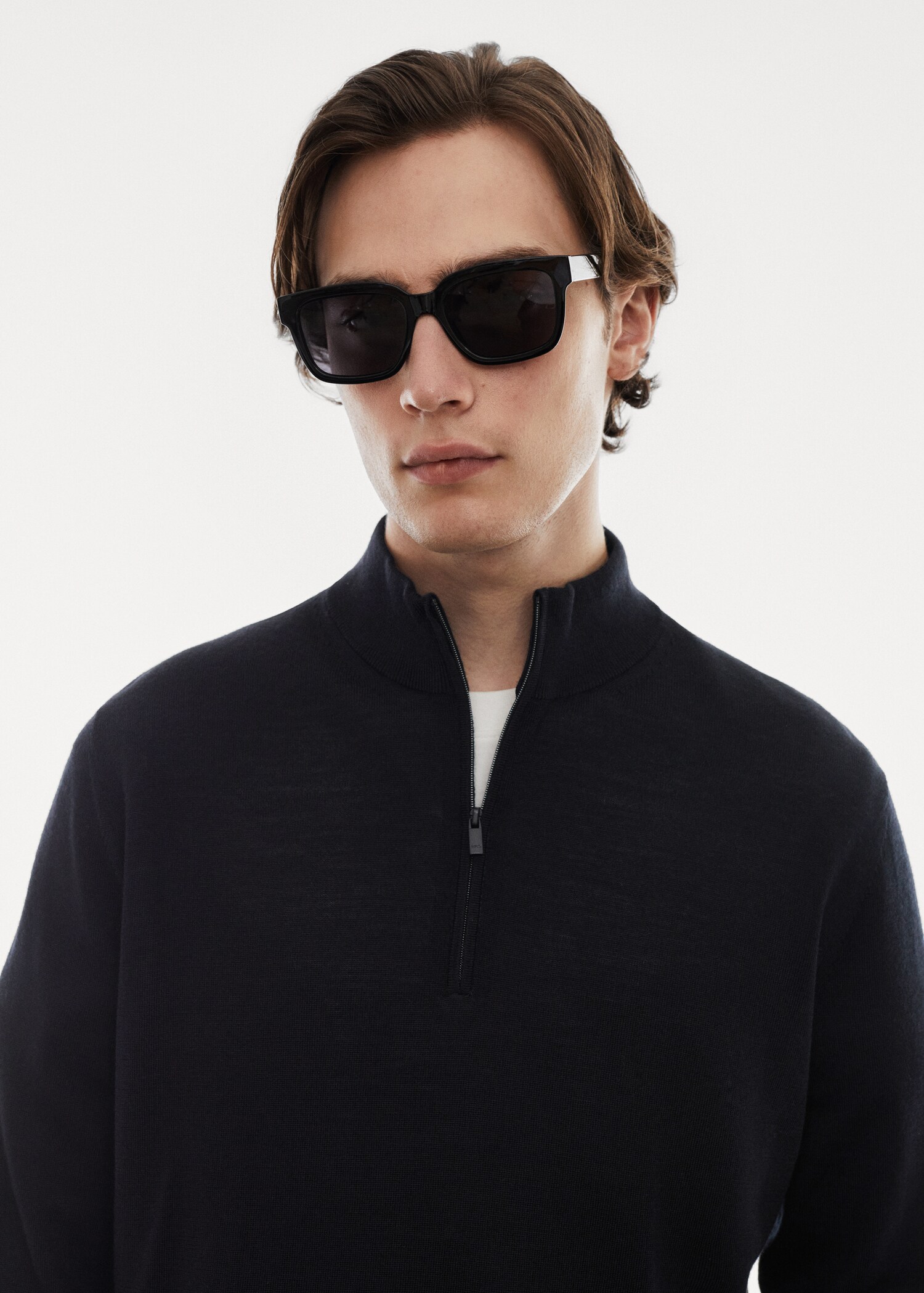 100% merino wool sweater with zipper collar - Details of the article 1