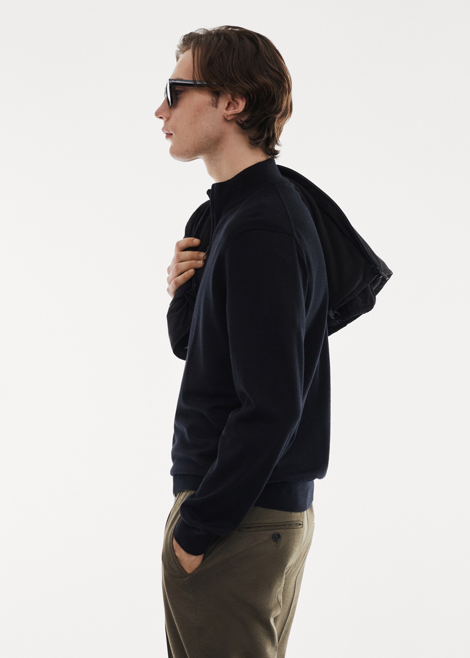 100% merino wool sweater with zipper collar - Details of the article 2
