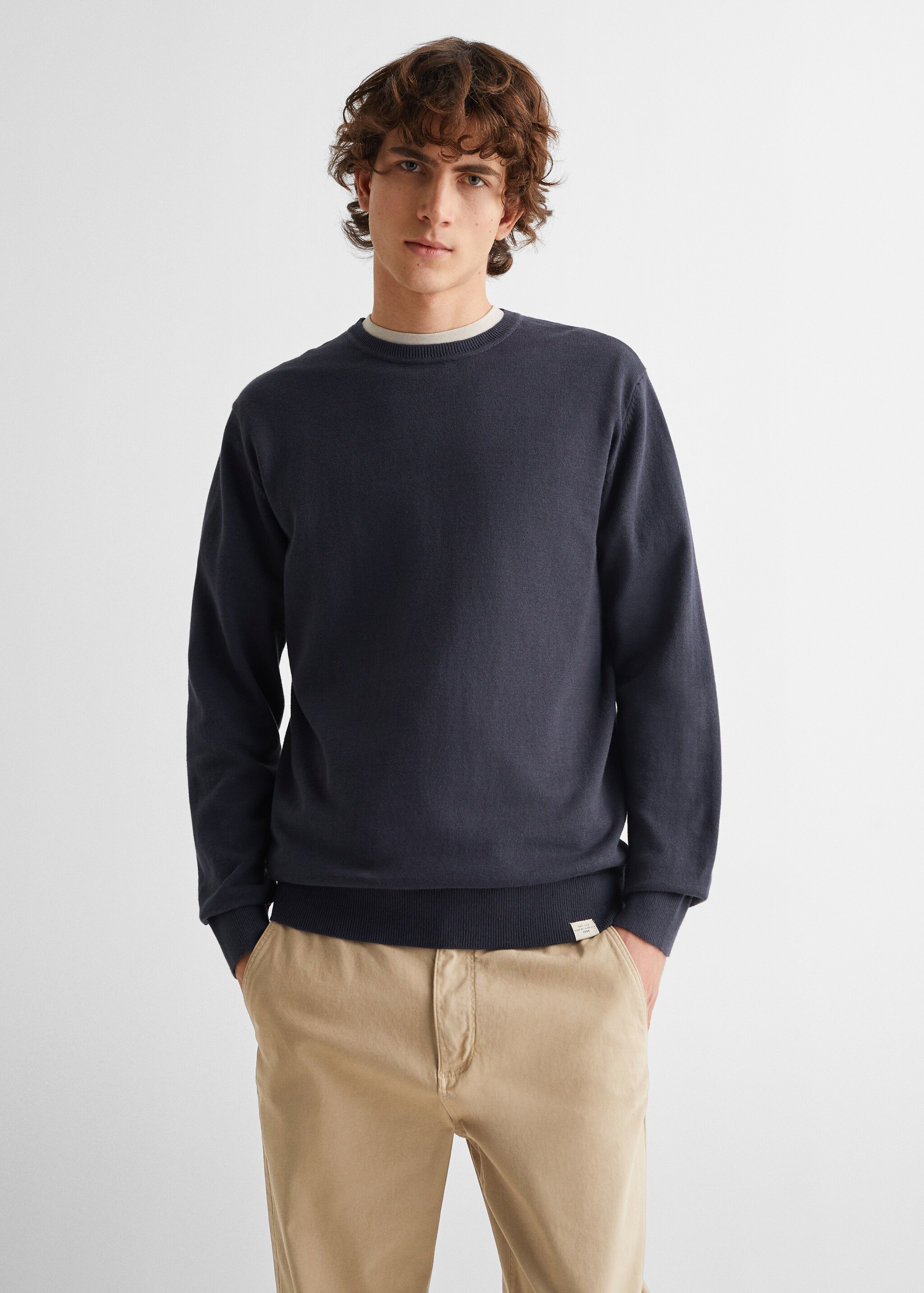 Плетен пуловер от памук - Средна равнина