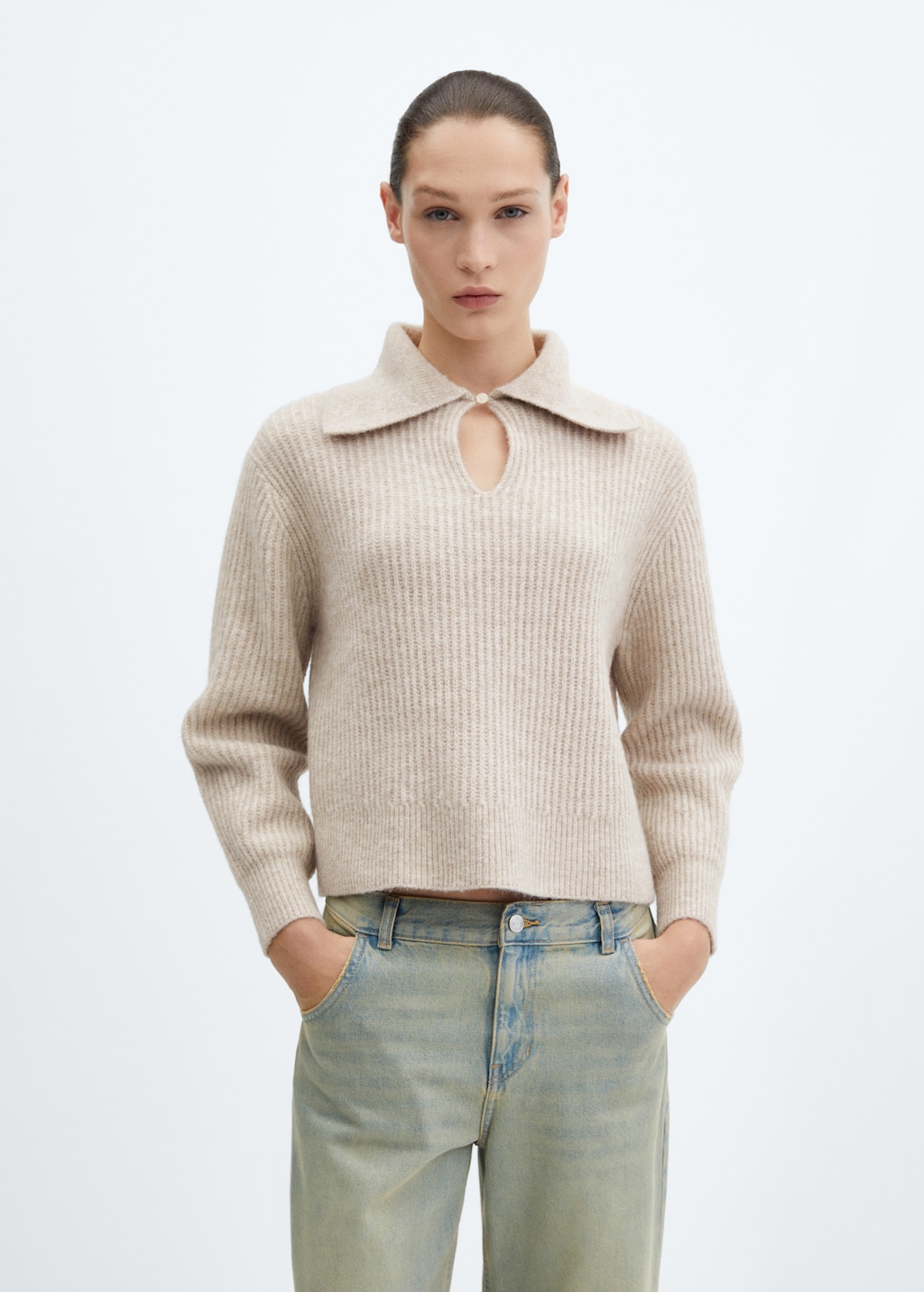 Camp collar knit sweater
