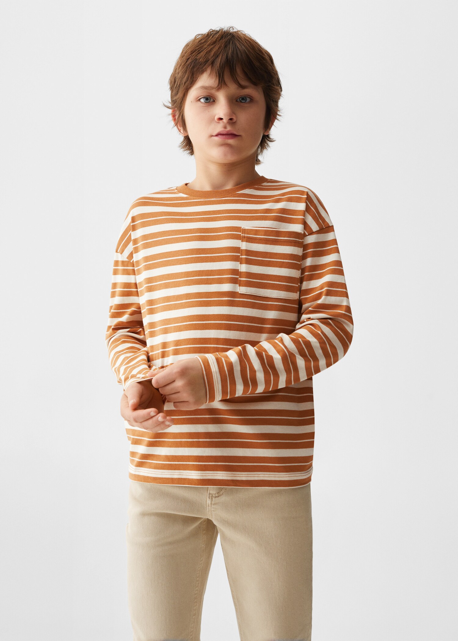 T-shirt manches longues rayures - Plan moyen