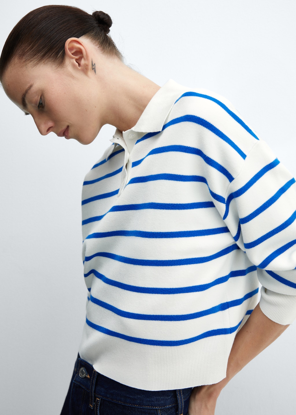 Mango Striped polo-neck sweater thumbnail