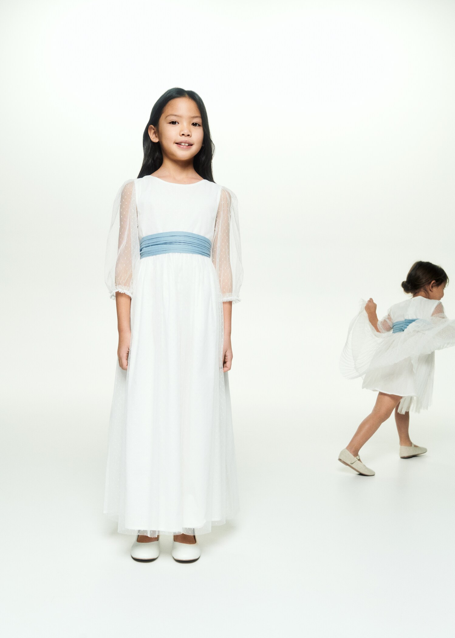 Fiesta Vestido Comunion Mango Outlet Bow Plumeti Dress Kids