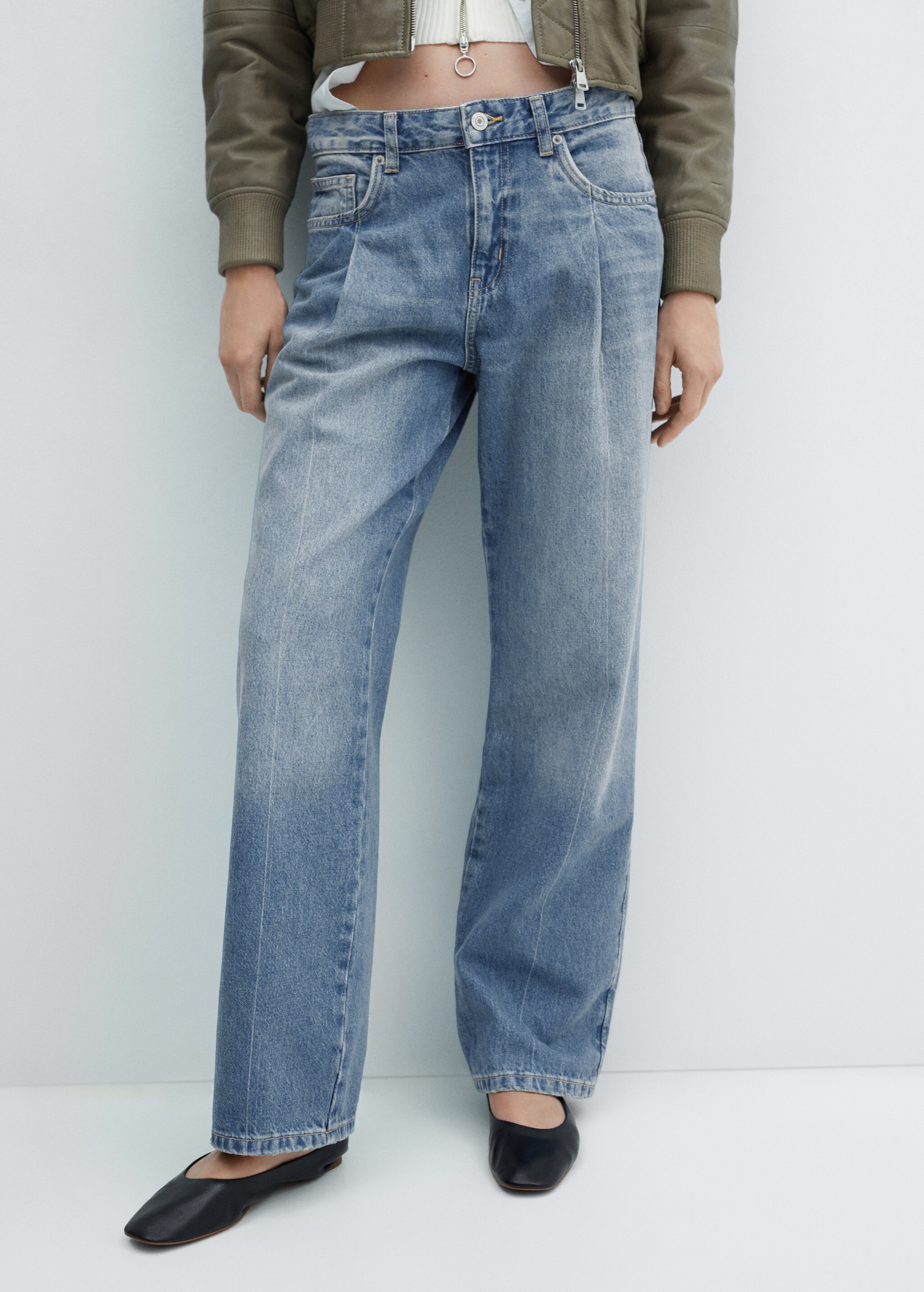 Straight pleated jeans - Medium plane