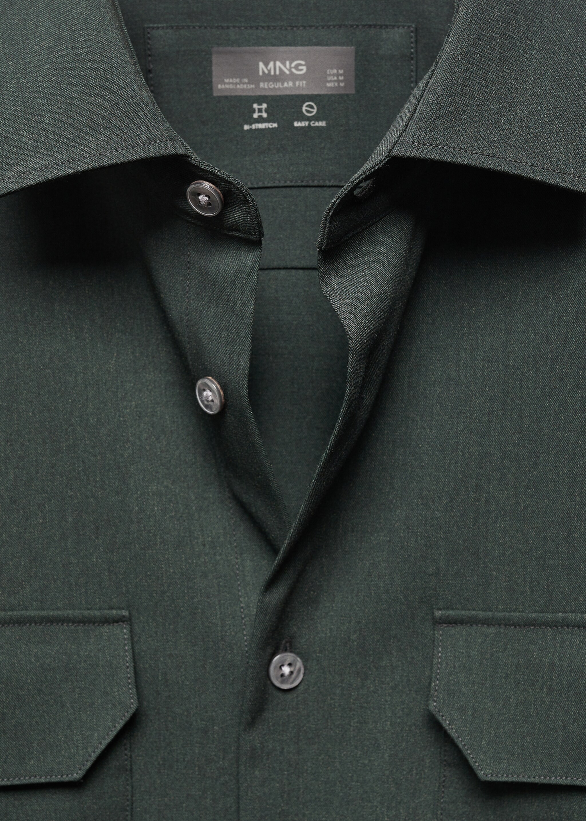 Sobrecamisa bolsillos tejido comfort stretch - Detalle del artículo 8, Khaki. Ref: 67014451-00.