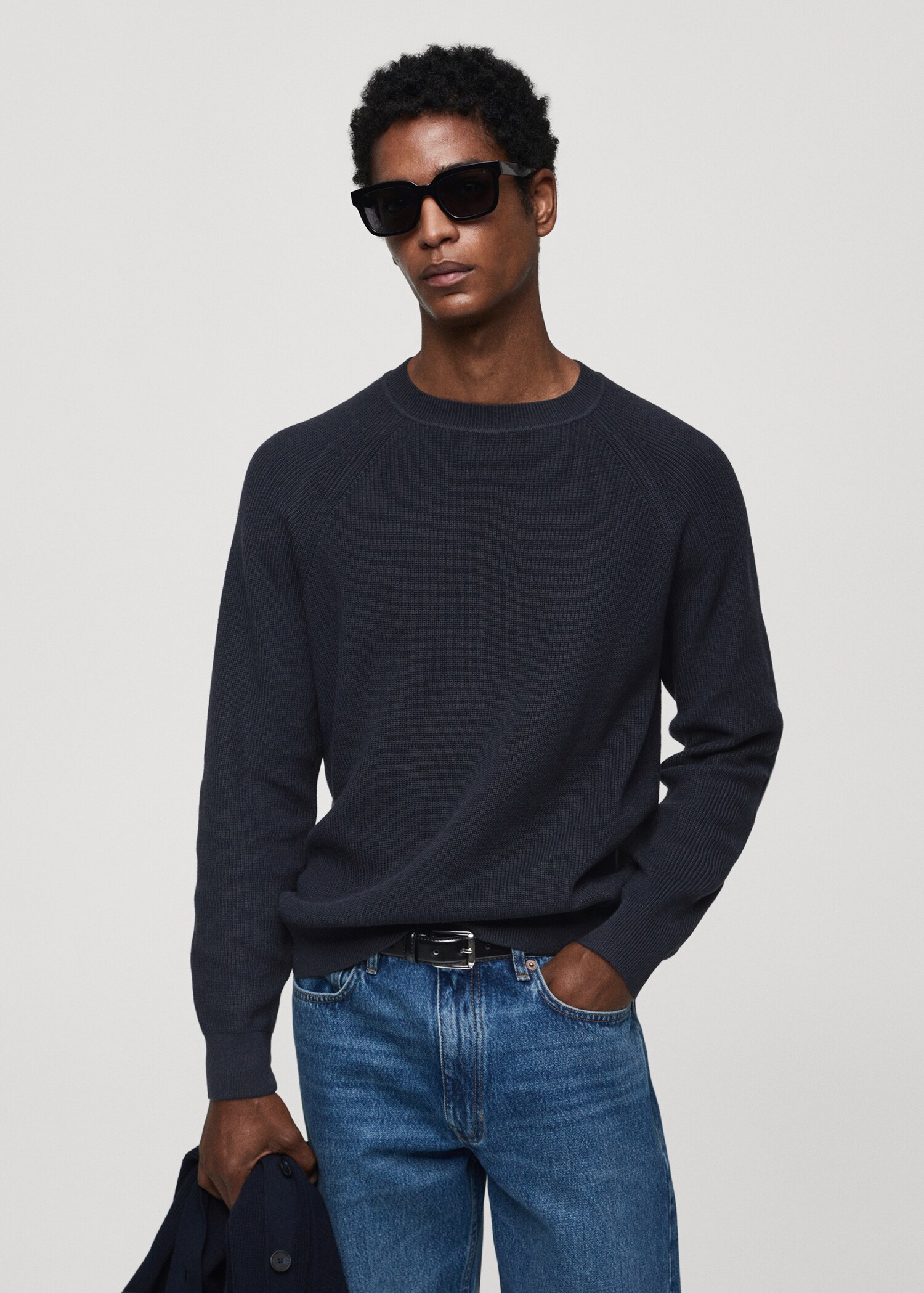 Ribbed round-neck sweater  - Medium plane