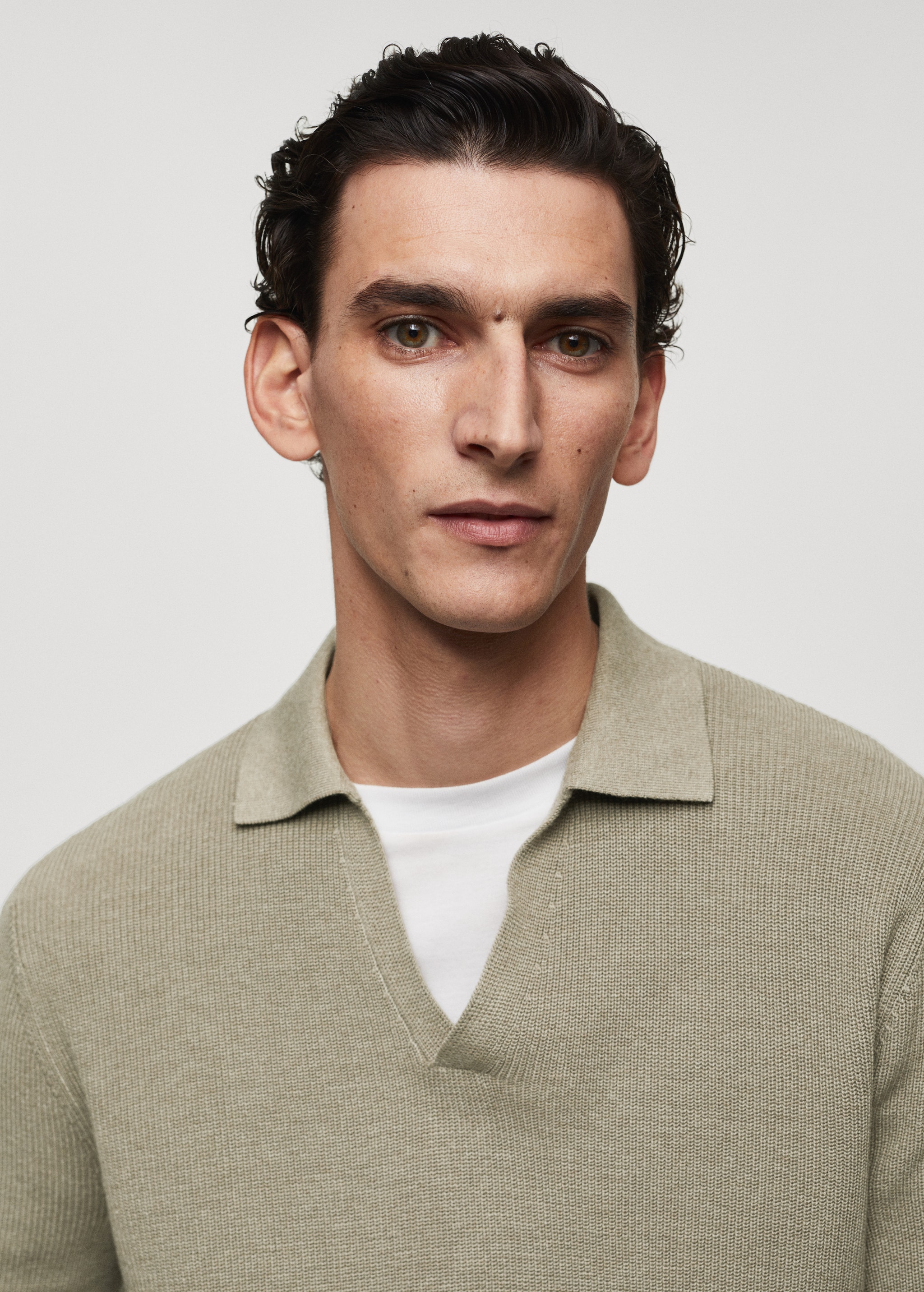 Ribbed knit polo shirt - Details of the article 1
