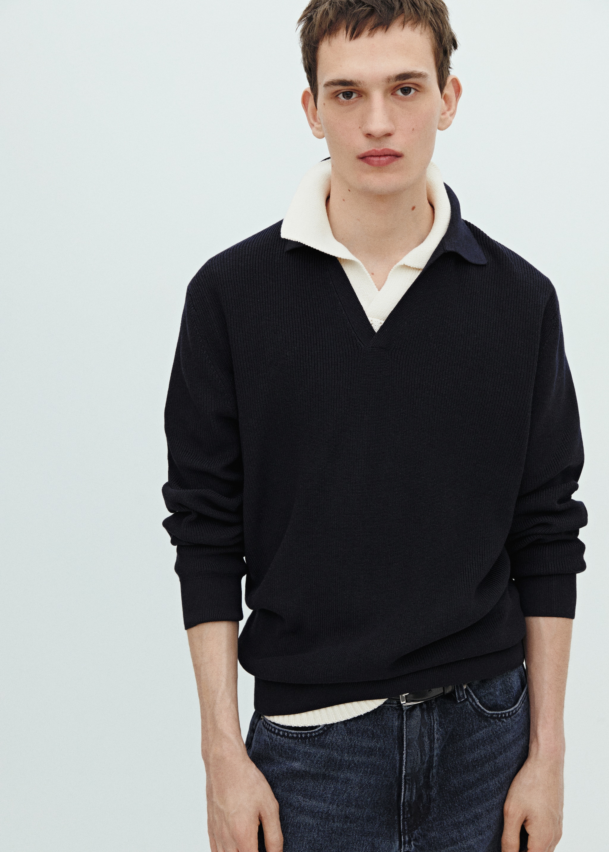 Ribbed knit polo shirt - Details of the article 6