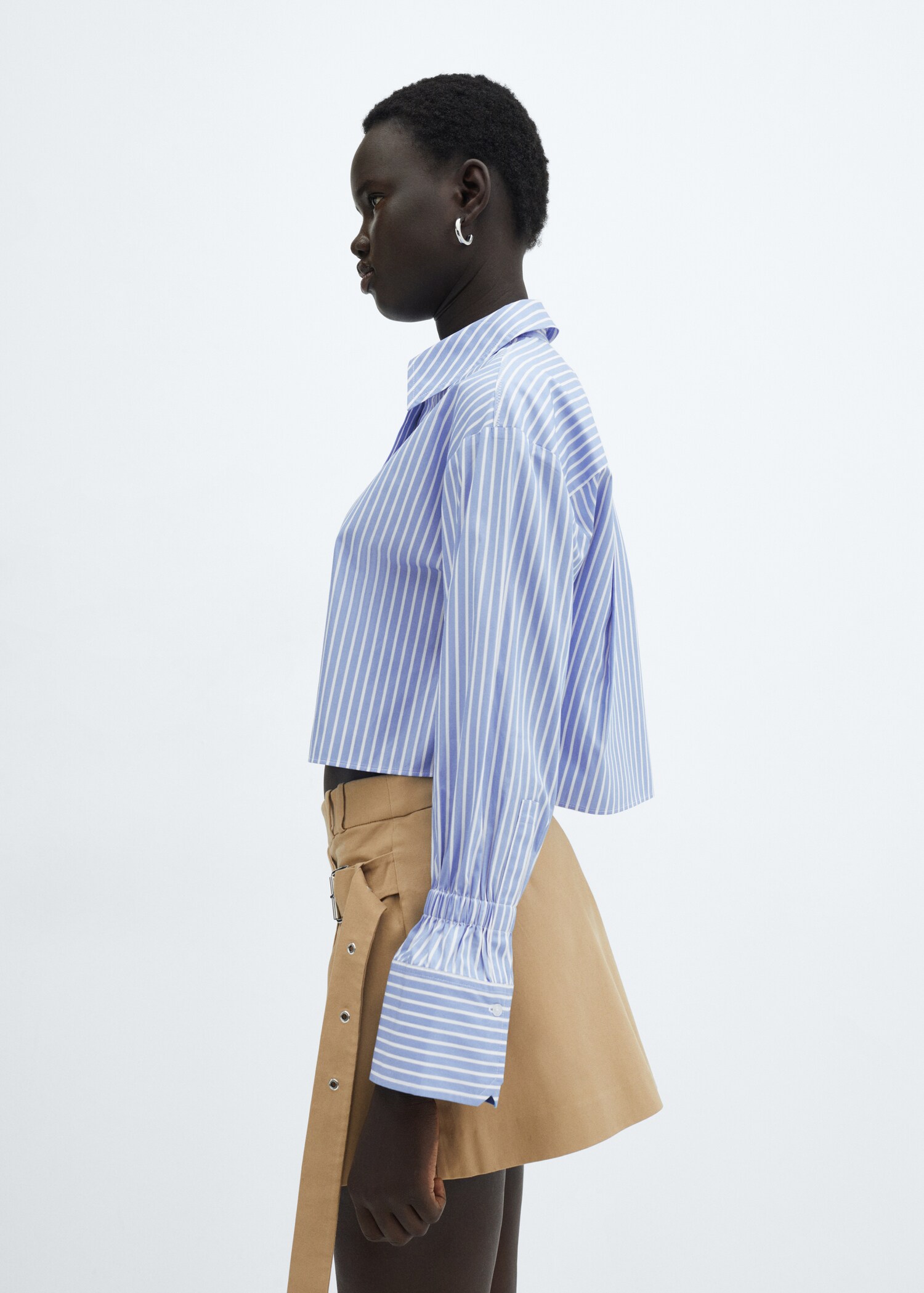 Gestreepte crop blouse - Middenvlak