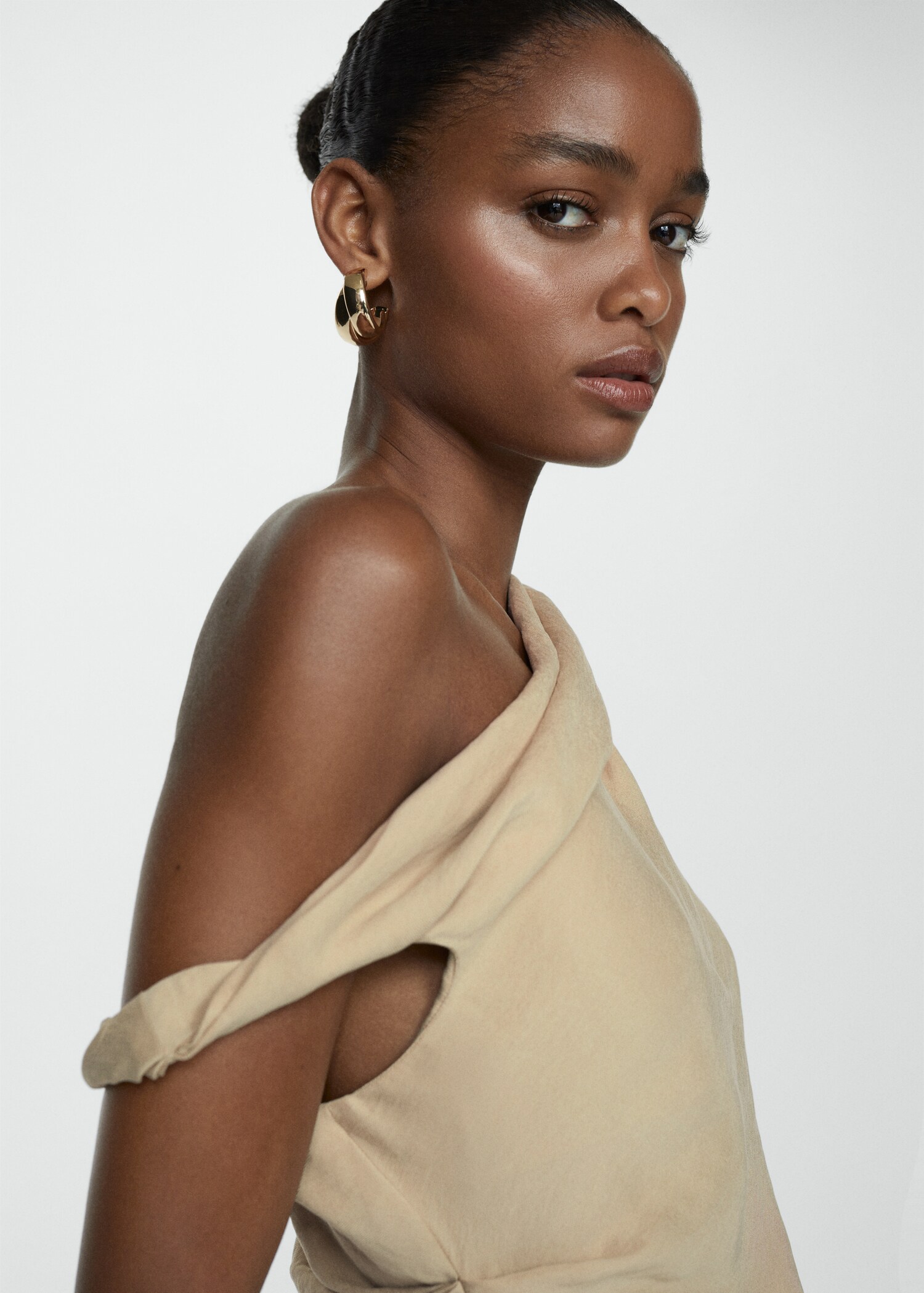 Ruched Asymmetric Strapless Top main image 1