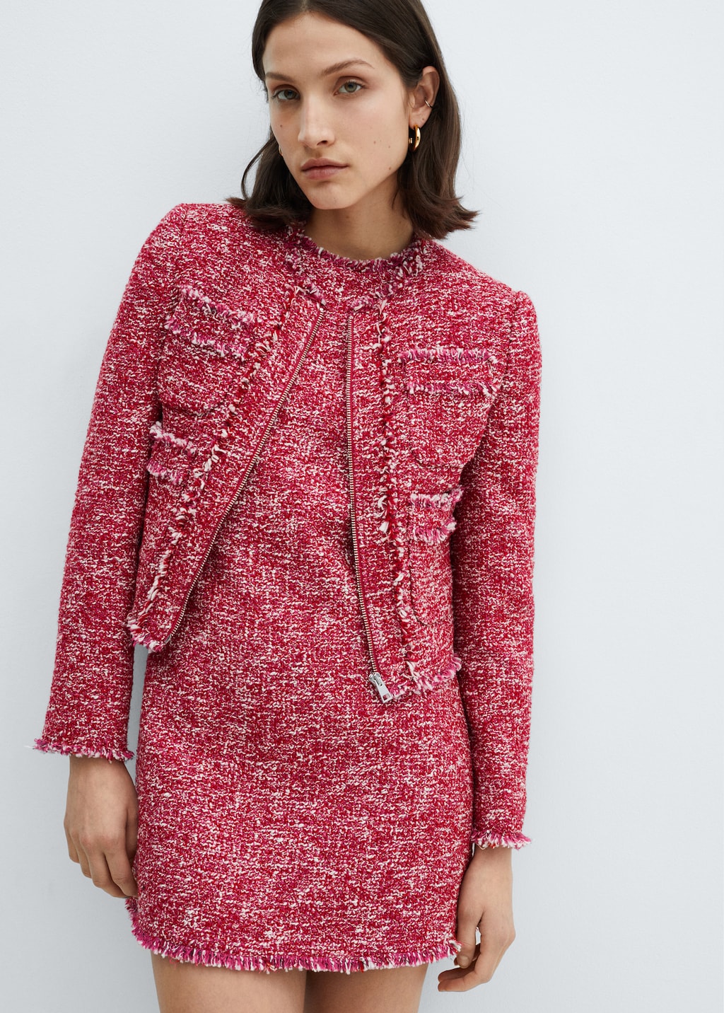 Veste tweed poches Femme MANGO France La Reunion
