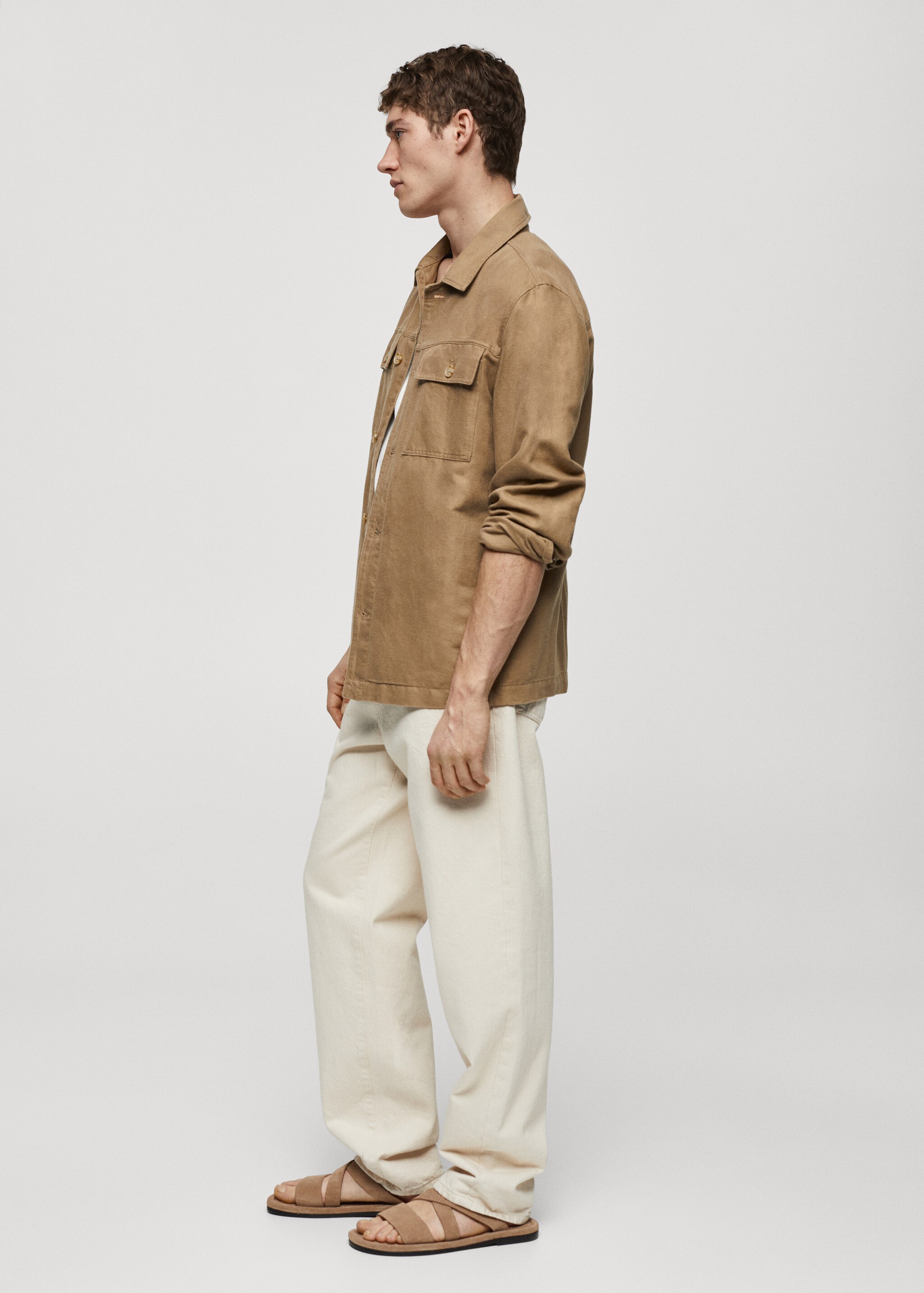 Верхняя рубашка хлопок и лен с карманами - Деталь изделия 2