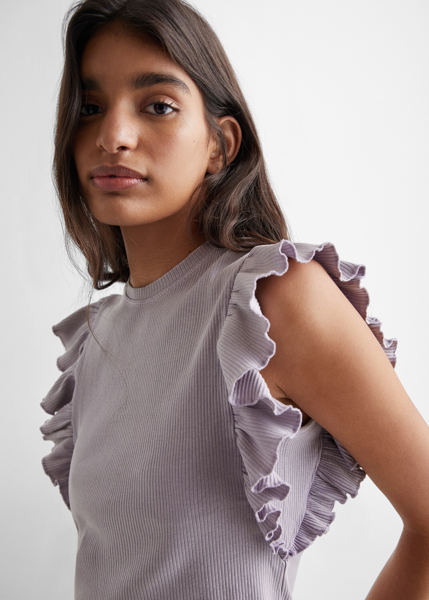 Baumwoll-T-Shirt mit Volantdetails - Detail des Artikels 1