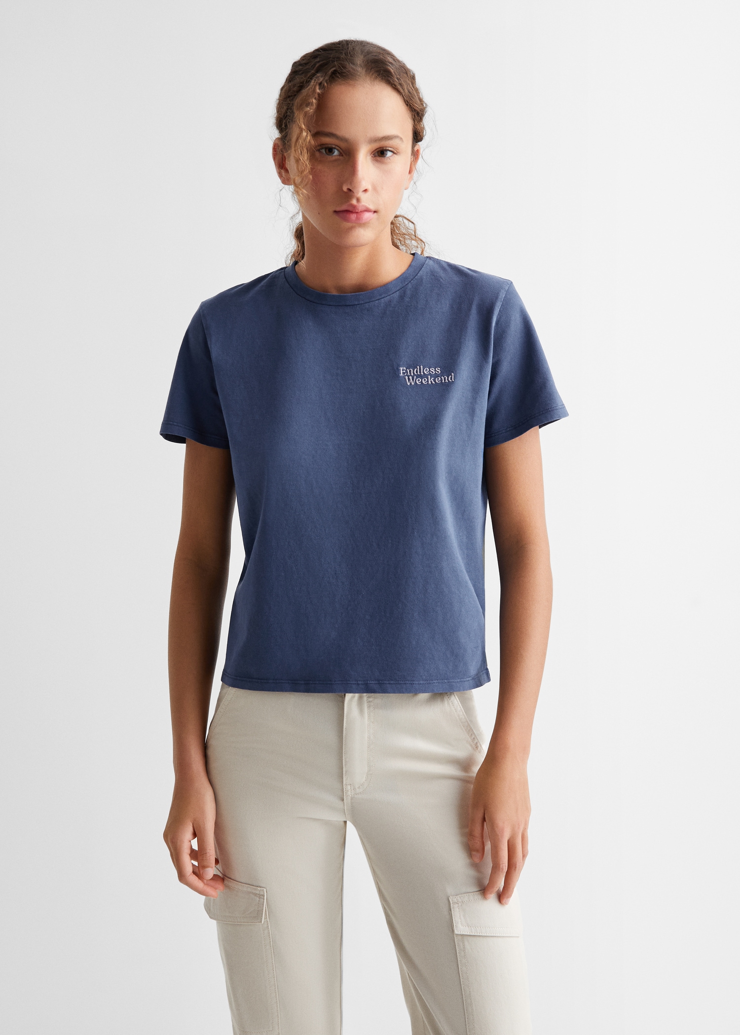 T-Shirt mit Textaufdruck - Mittlere Ansicht