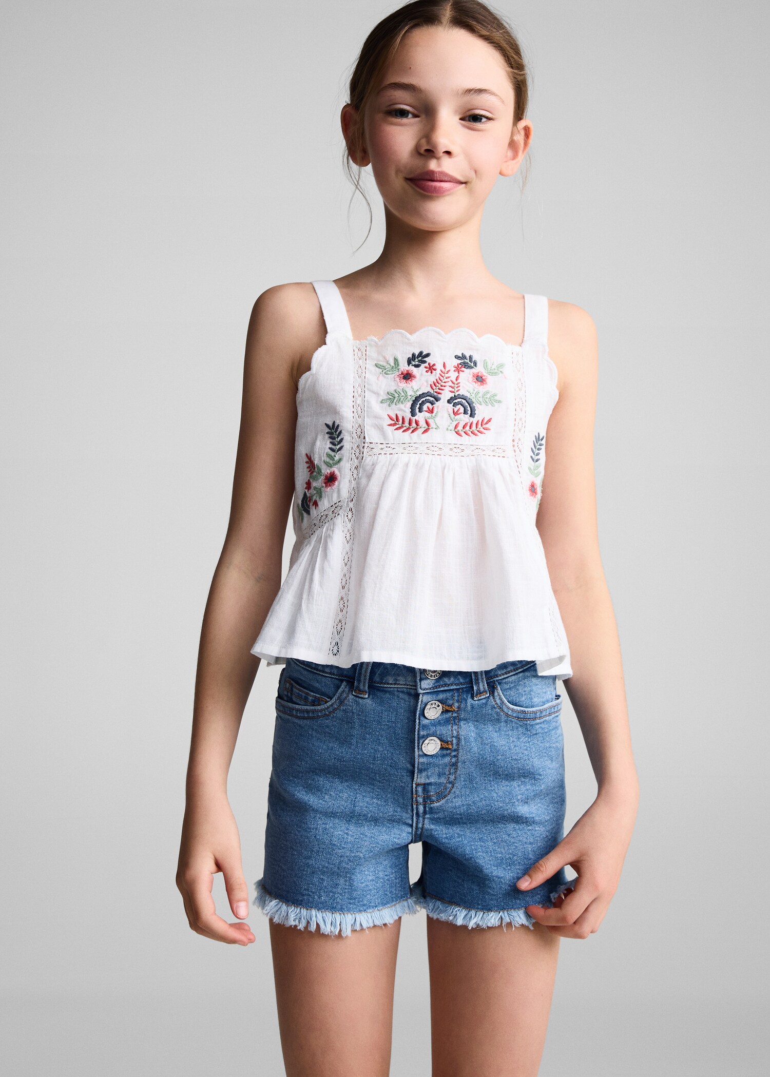Jeansshorts knappar - Bild av mittparti