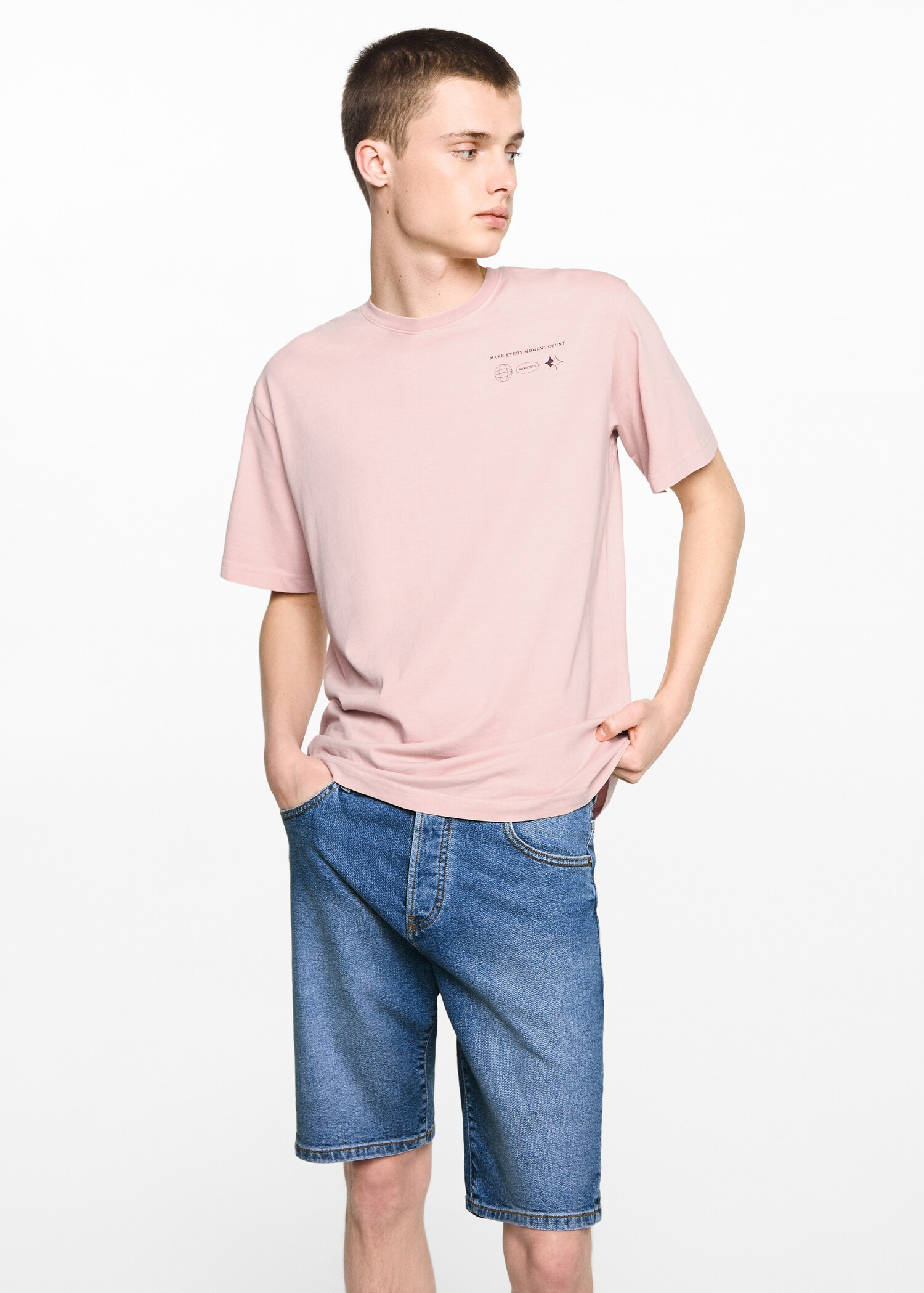 Cotton denim bermuda shorts - Medium plane