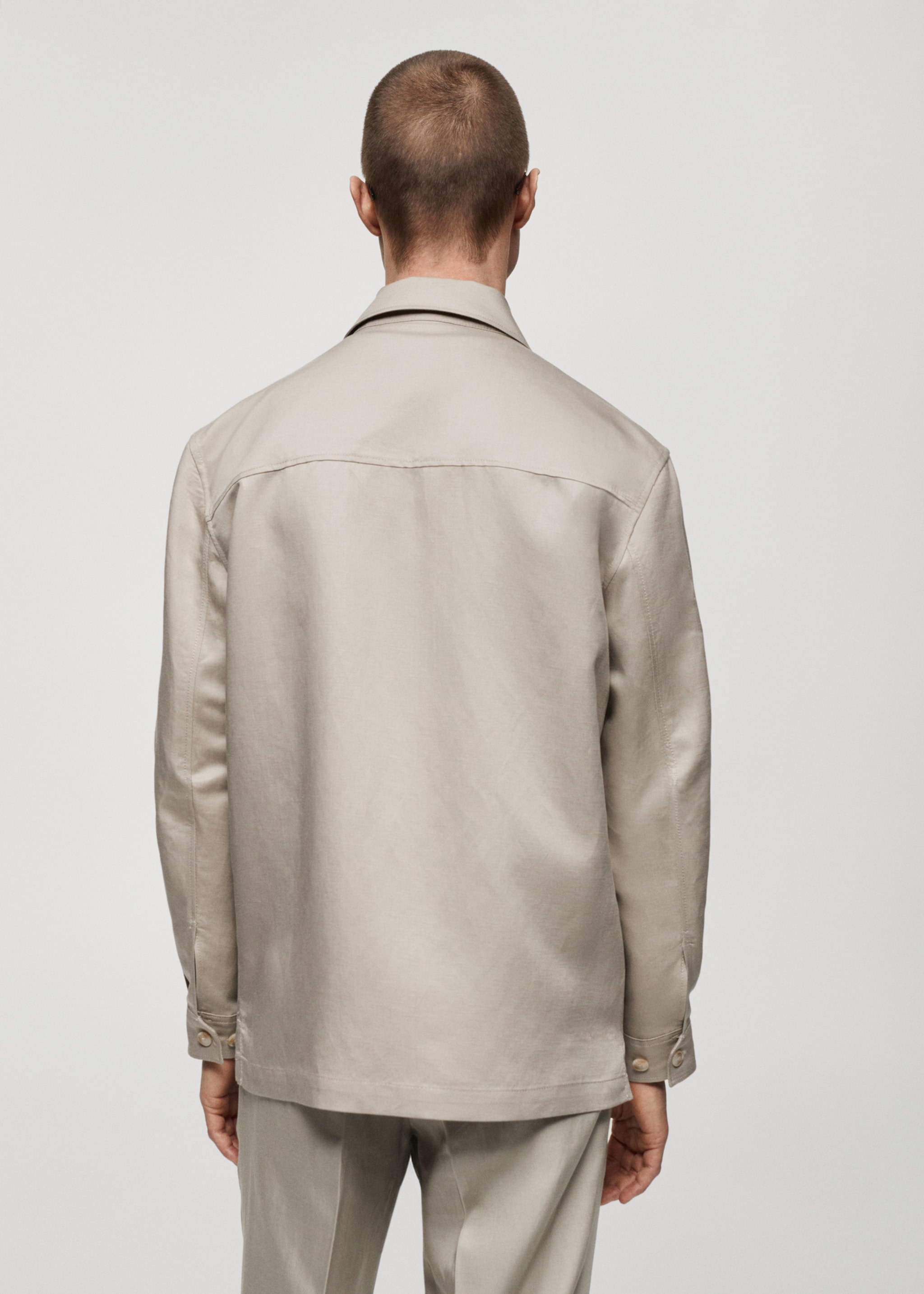 Linen overshirt with pockets - Reverse of the article, Medium Brown. Ref: 67016315-00.