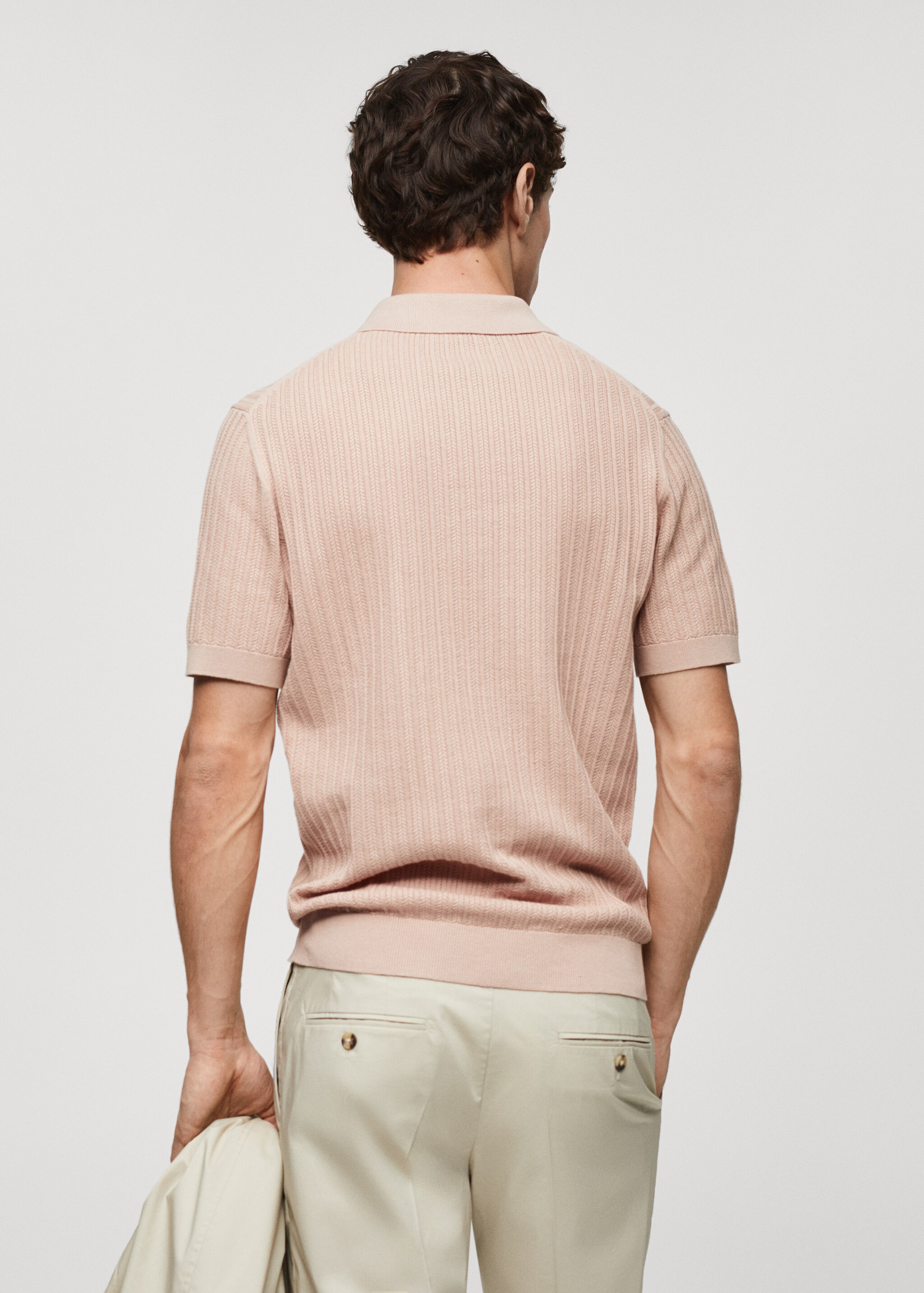 Openwork cotton knitte polo shirt  - Reverse of the article