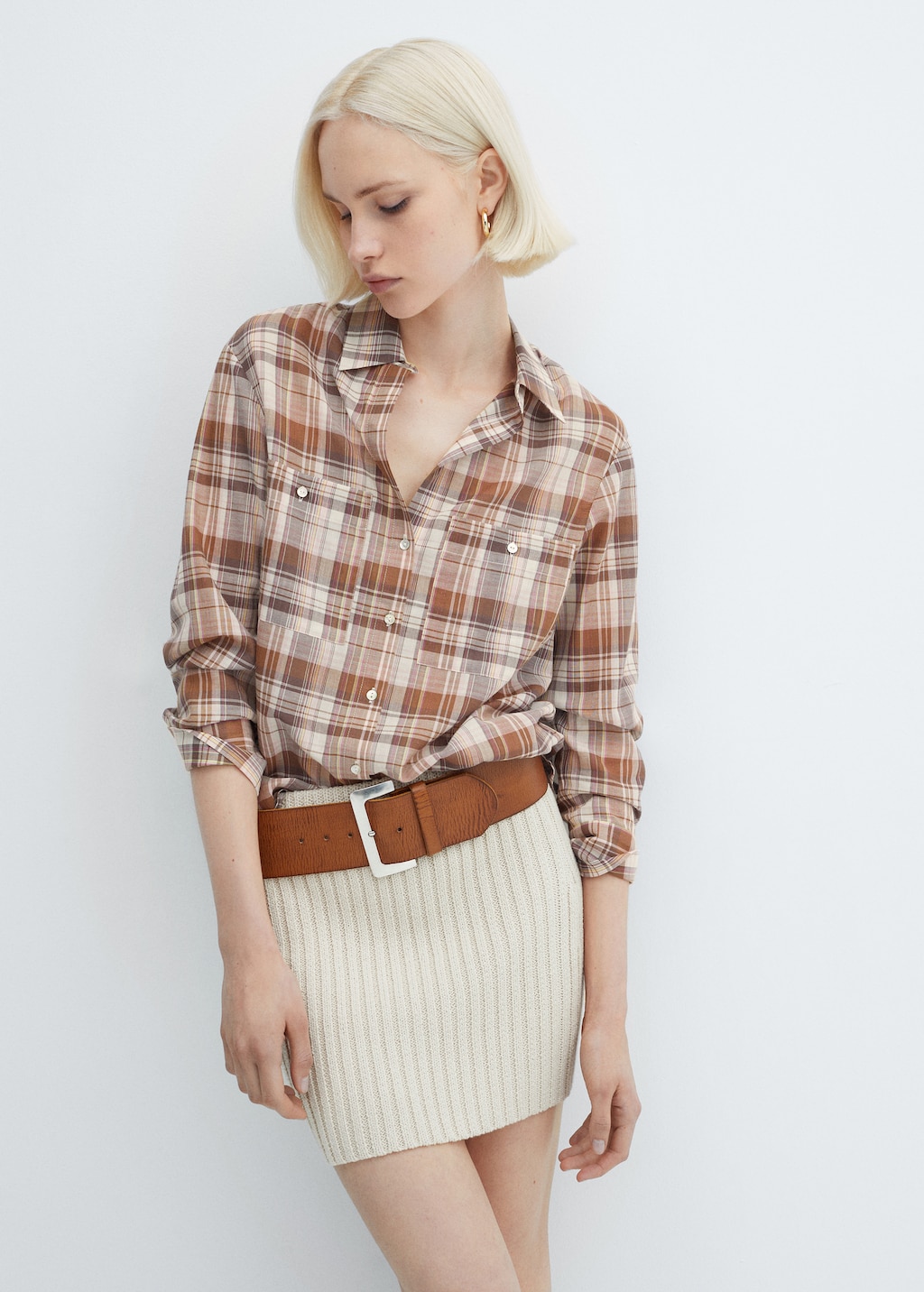 Camisa cuadros mujer mango sale