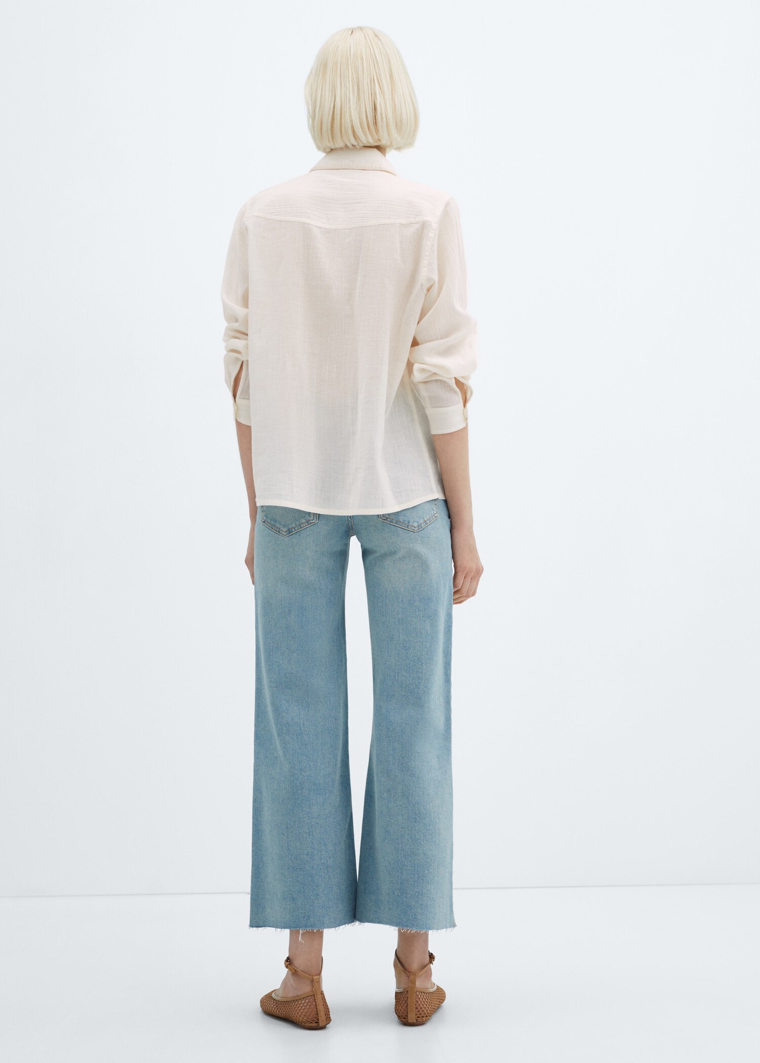 Cotton shirt with embroidery detail - Woman | MANGO USA