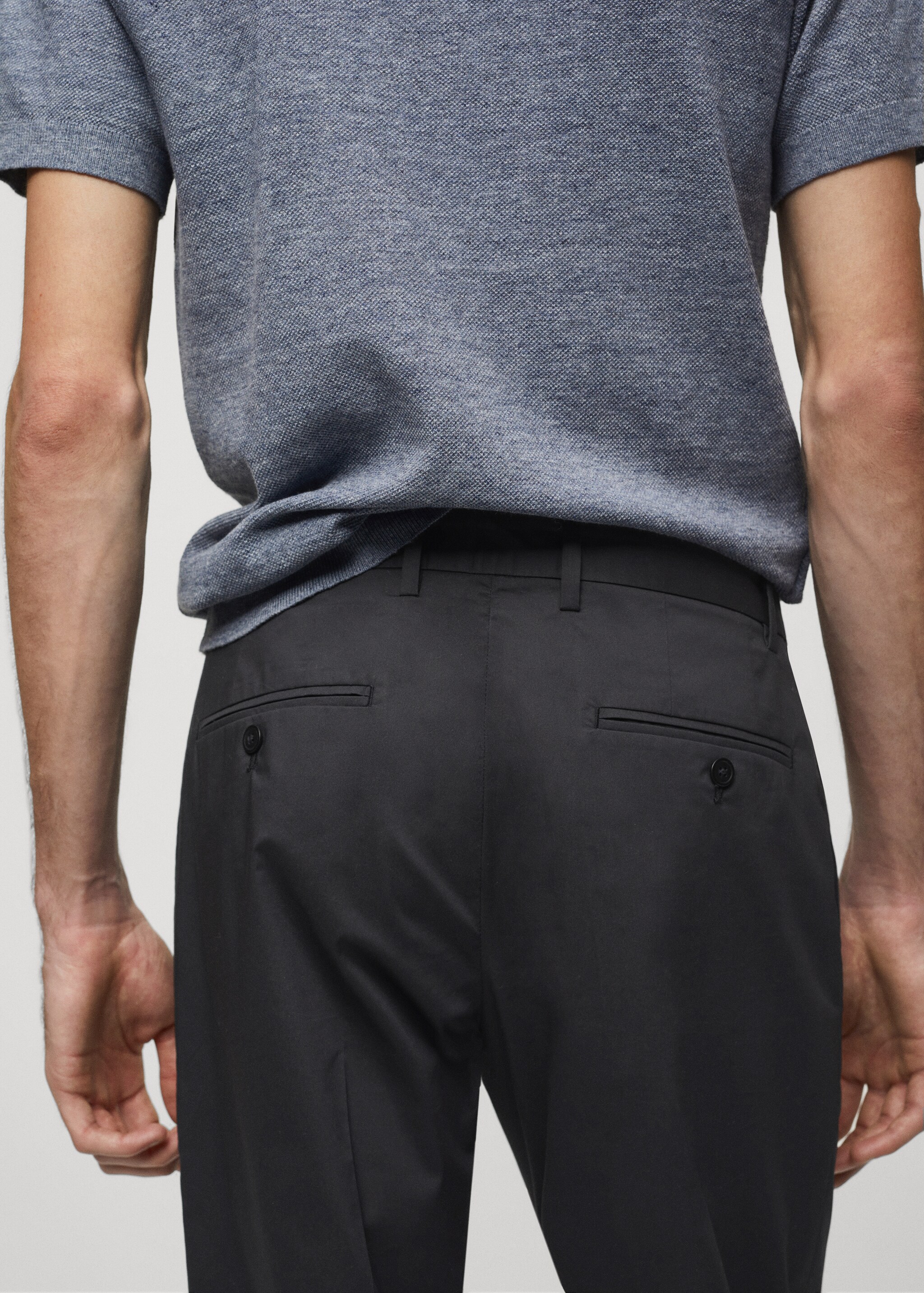 Slim-fit cotton pleated trousers - Details of the article 4