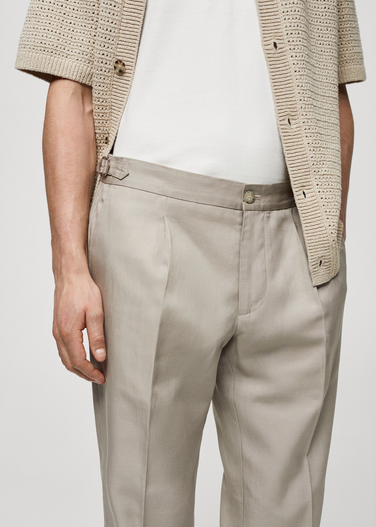 Pantalon mélange de lin pinces - Détail de l'article 1