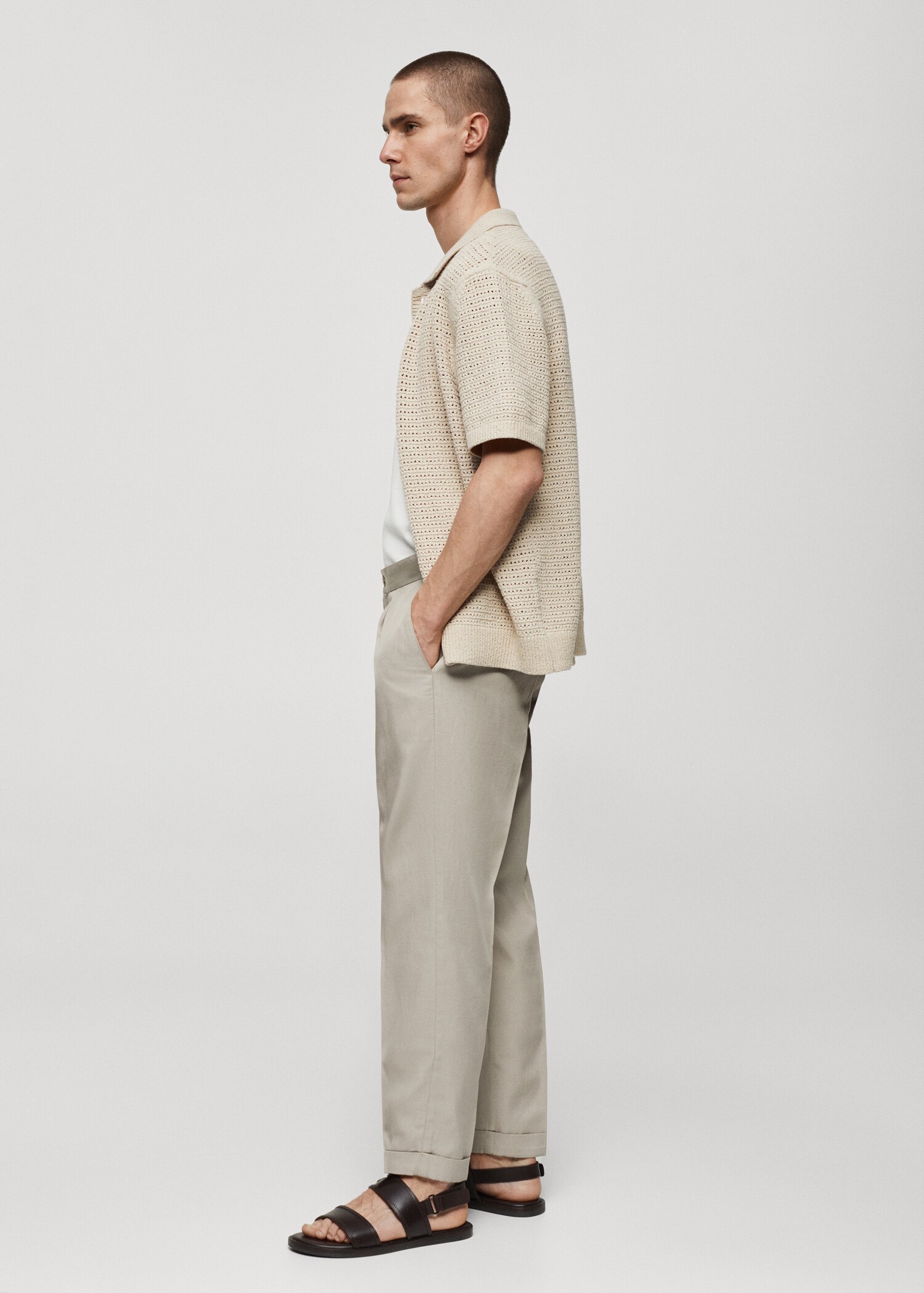 Pantalon mélange de lin pinces - Détail de l'article 2