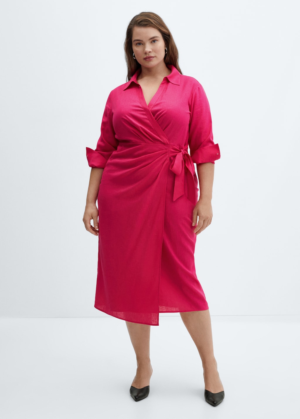 Linen shift dress plus size sale
